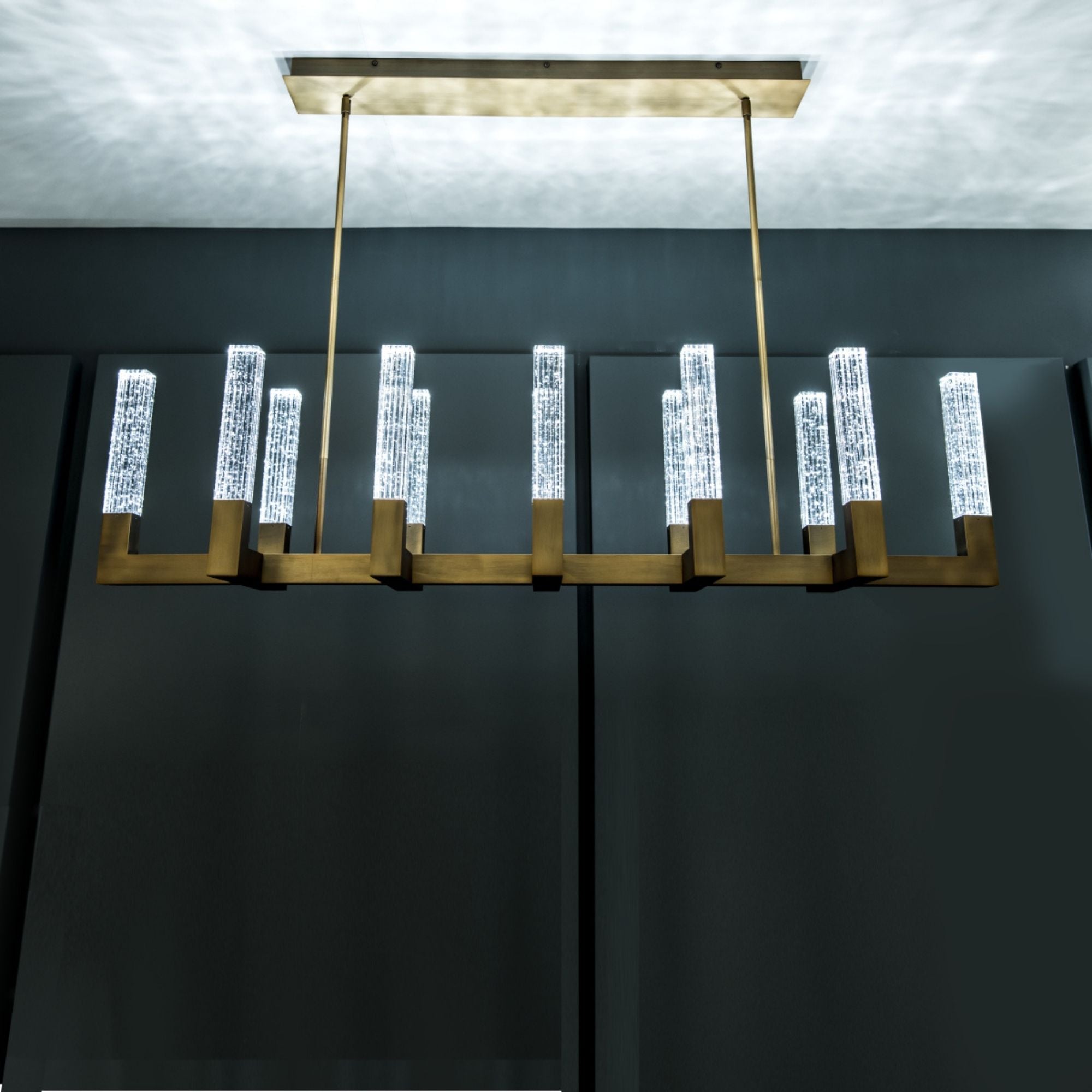 Cinema 54" LED Linear Pendant, Aged Brass Finish