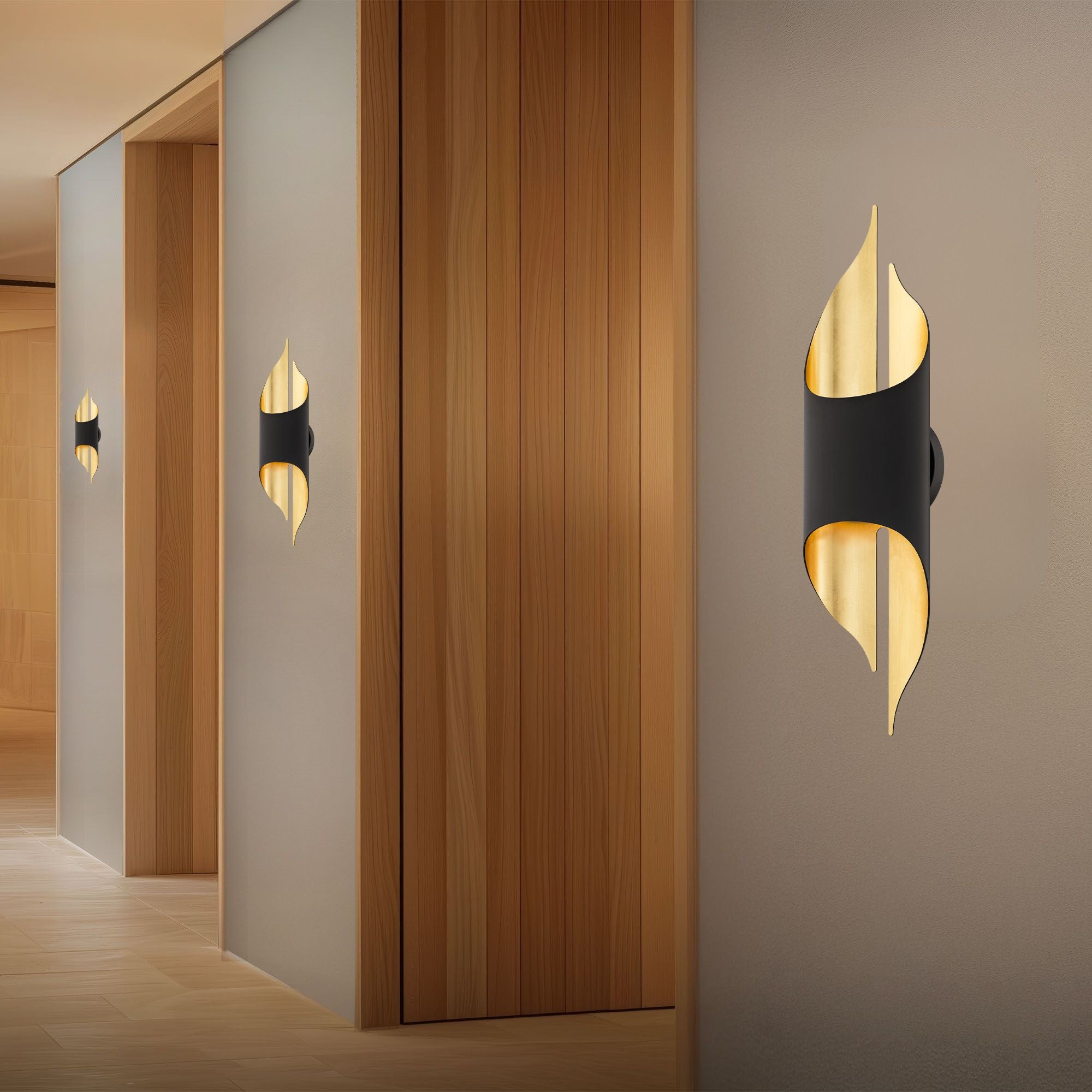 Clasp 23" LED Wall Sconce, Bronze & Gold Leaf Finish