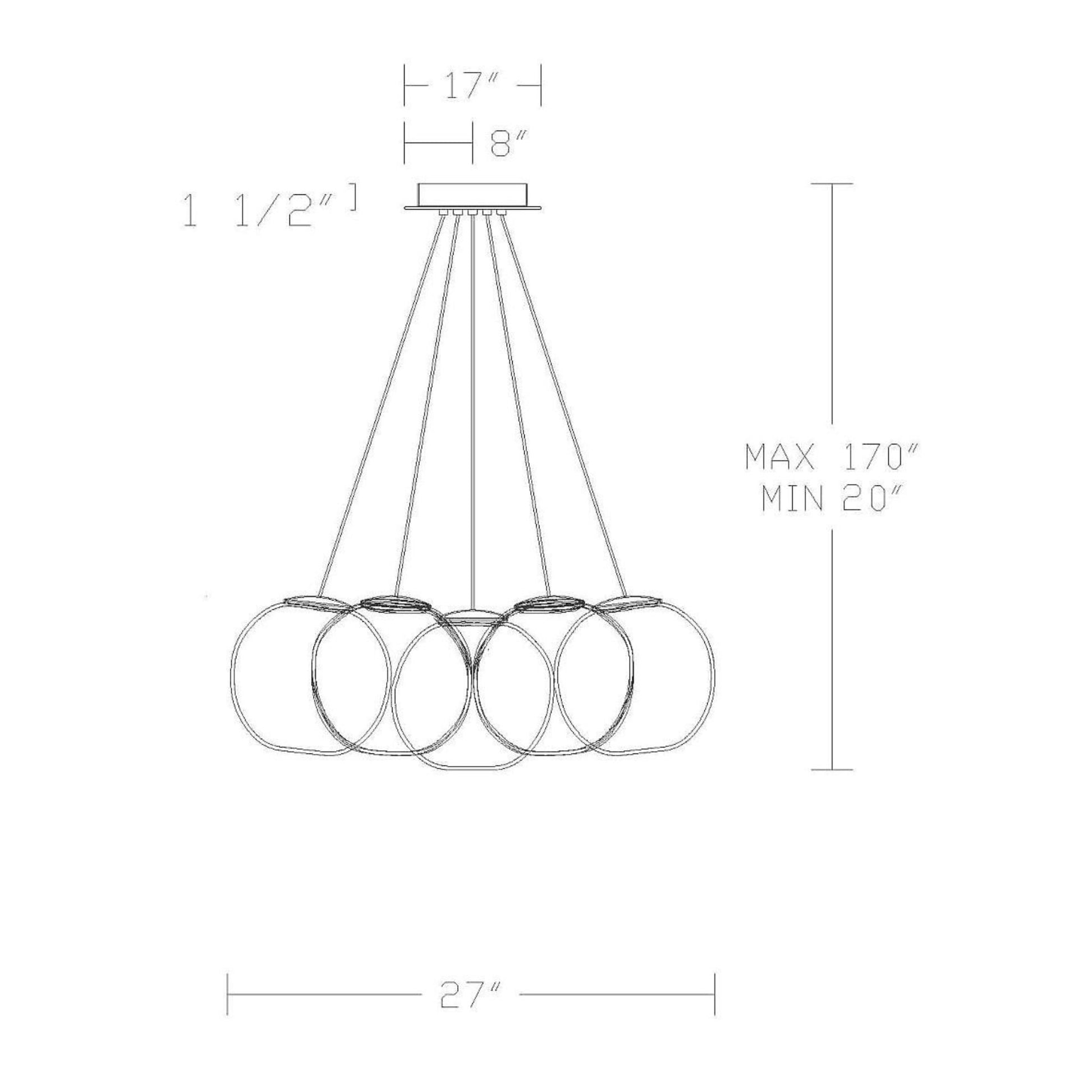 Cosmic 7" LED Chandelier, Brushed Nickel Finish - Bees Lighting