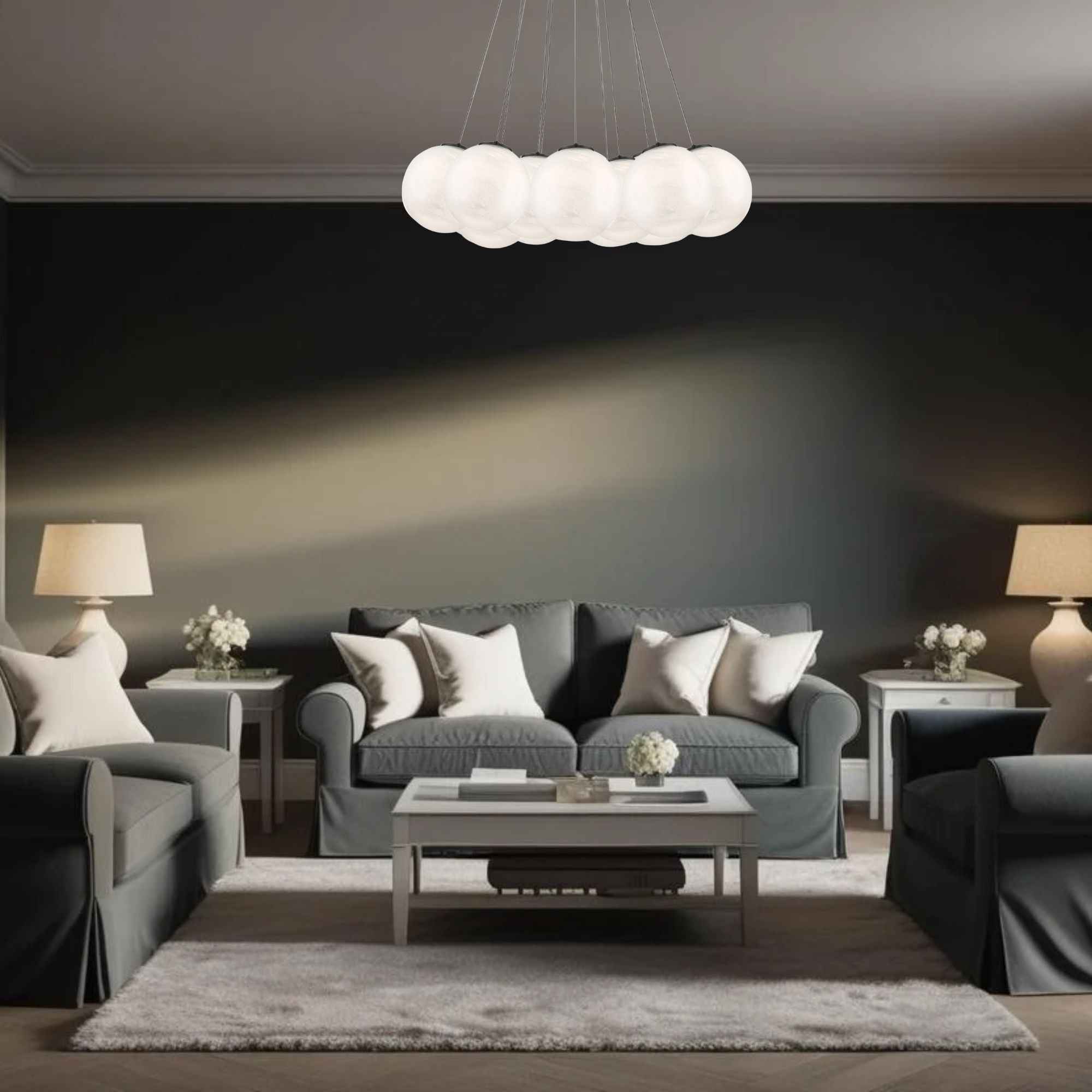 Cosmic 12" LED Chandelier, Black Finish - Bees Lighting