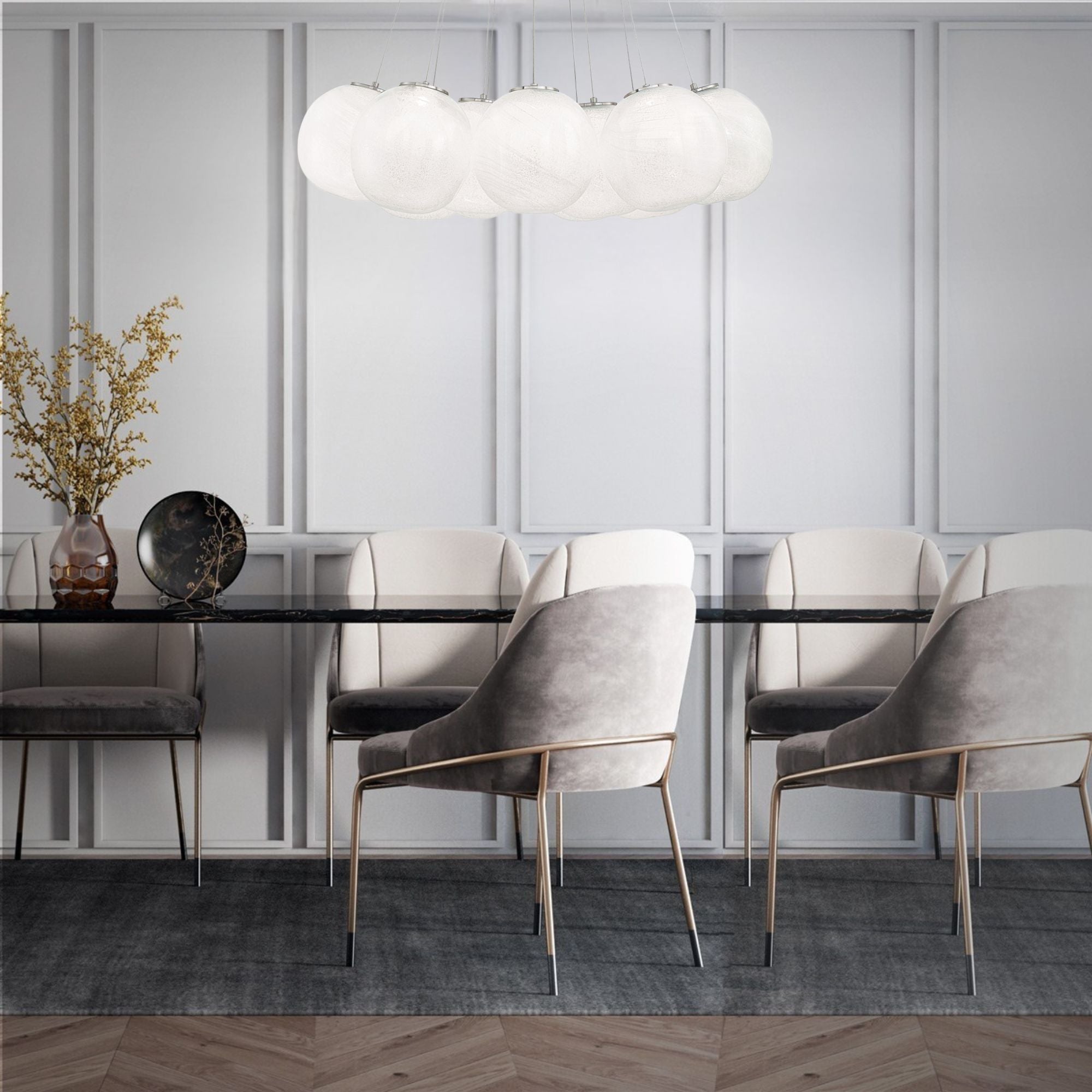 Cosmic 12" LED Chandelier, Brushed Nickel Finish - Bees Lighting