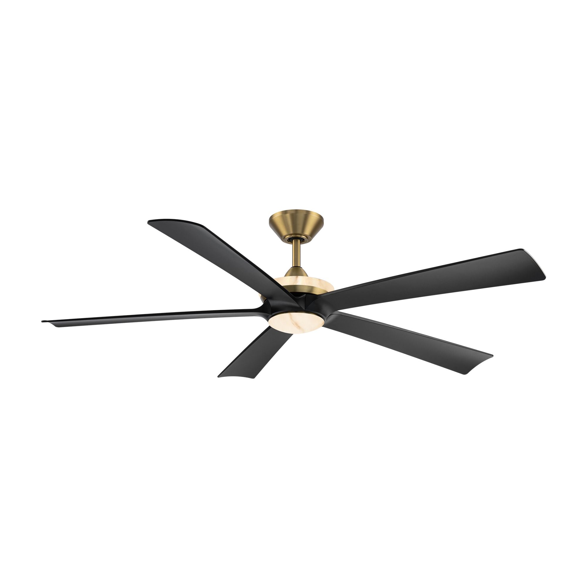 Modern Forms Crown 62" Smart Ceiling Fan with Alabaster LED Light Kit, Soft Brass/Matte Black