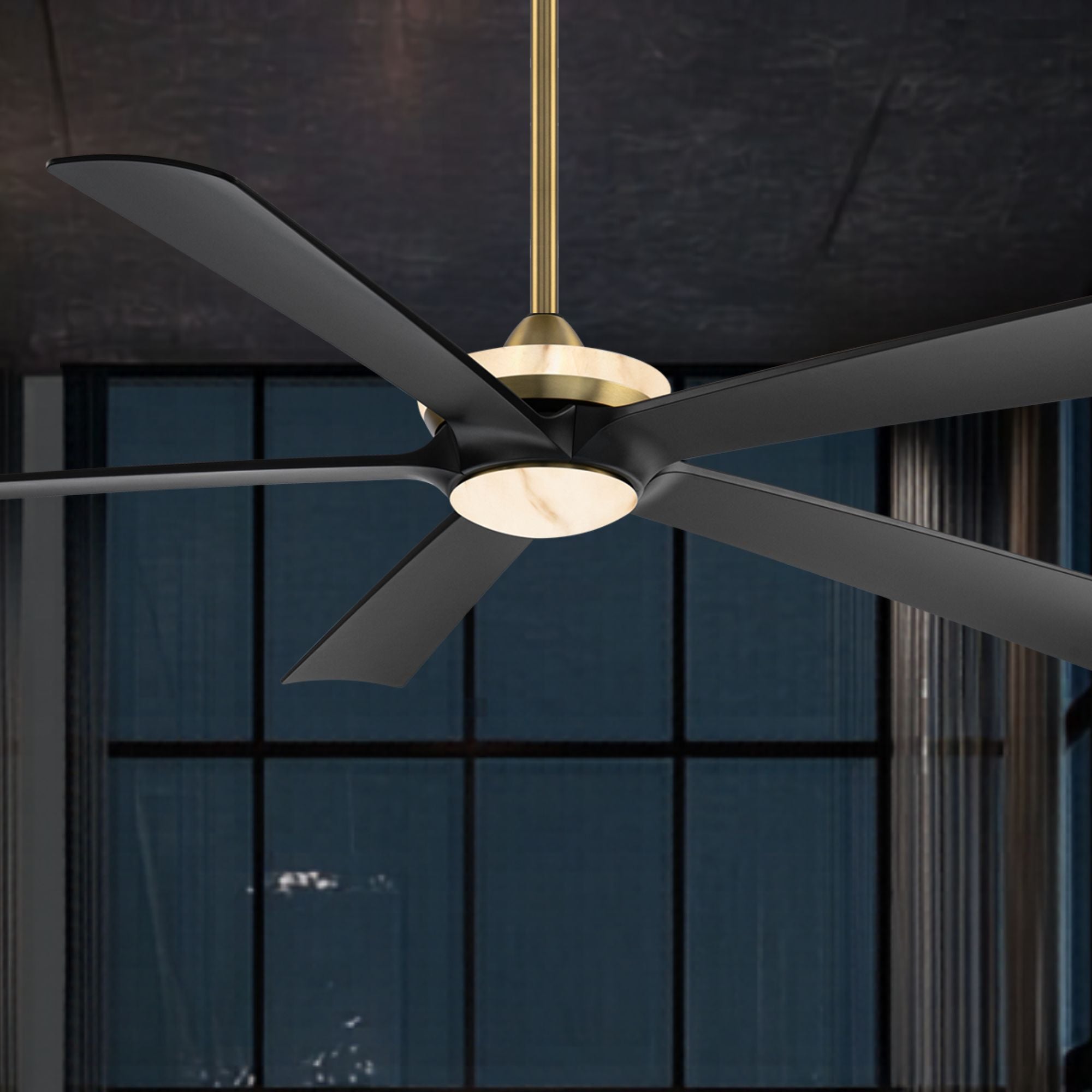 Modern Forms Crown 62" Smart Ceiling Fan with Alabaster LED Light Kit, Soft Brass/Matte Black