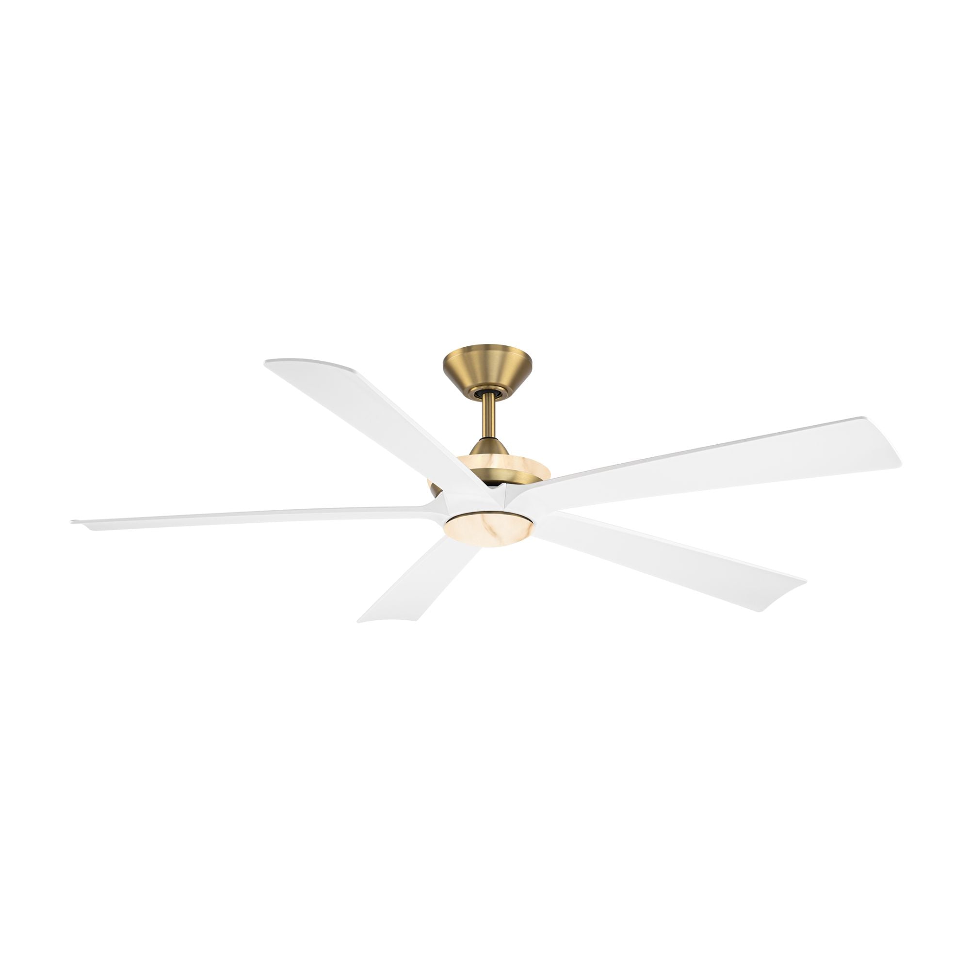 Modern Forms Crown 62" Smart Ceiling Fan with Alabaster LED Light Kit, Soft Brass/Matte White