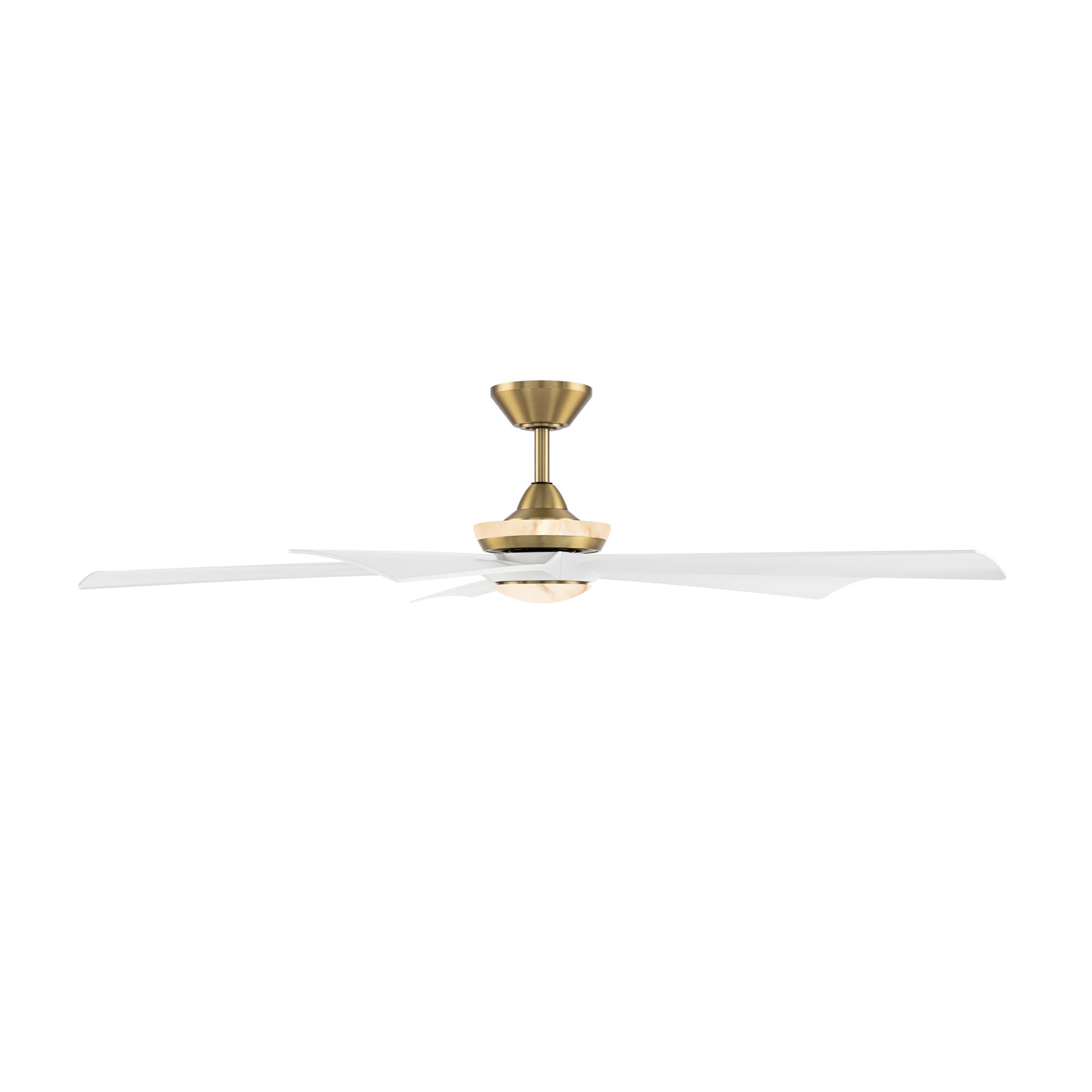 Modern Forms Crown 62" Smart Ceiling Fan with Alabaster LED Light Kit, Soft Brass/Matte White