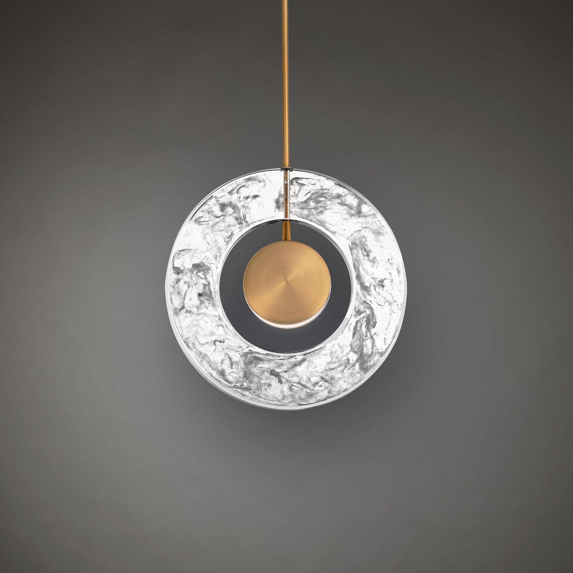 Cymbal 14" LED Mini Pendant, Aged Brass Finish - Bees Lighting