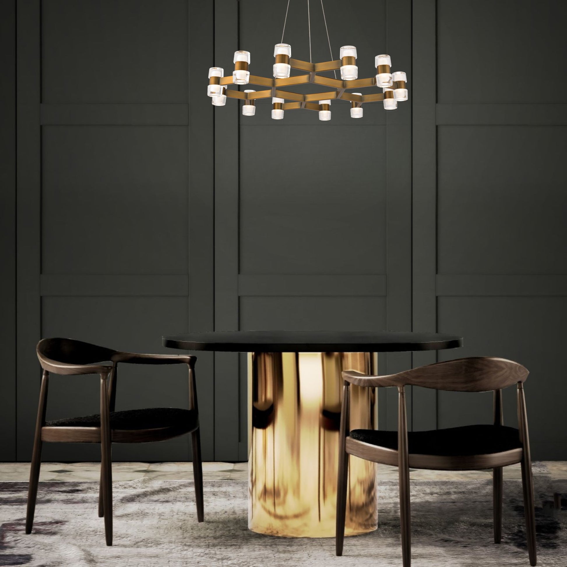 Dashe 36" LED Pendant, Aged Brass Finish - Bees Lighting