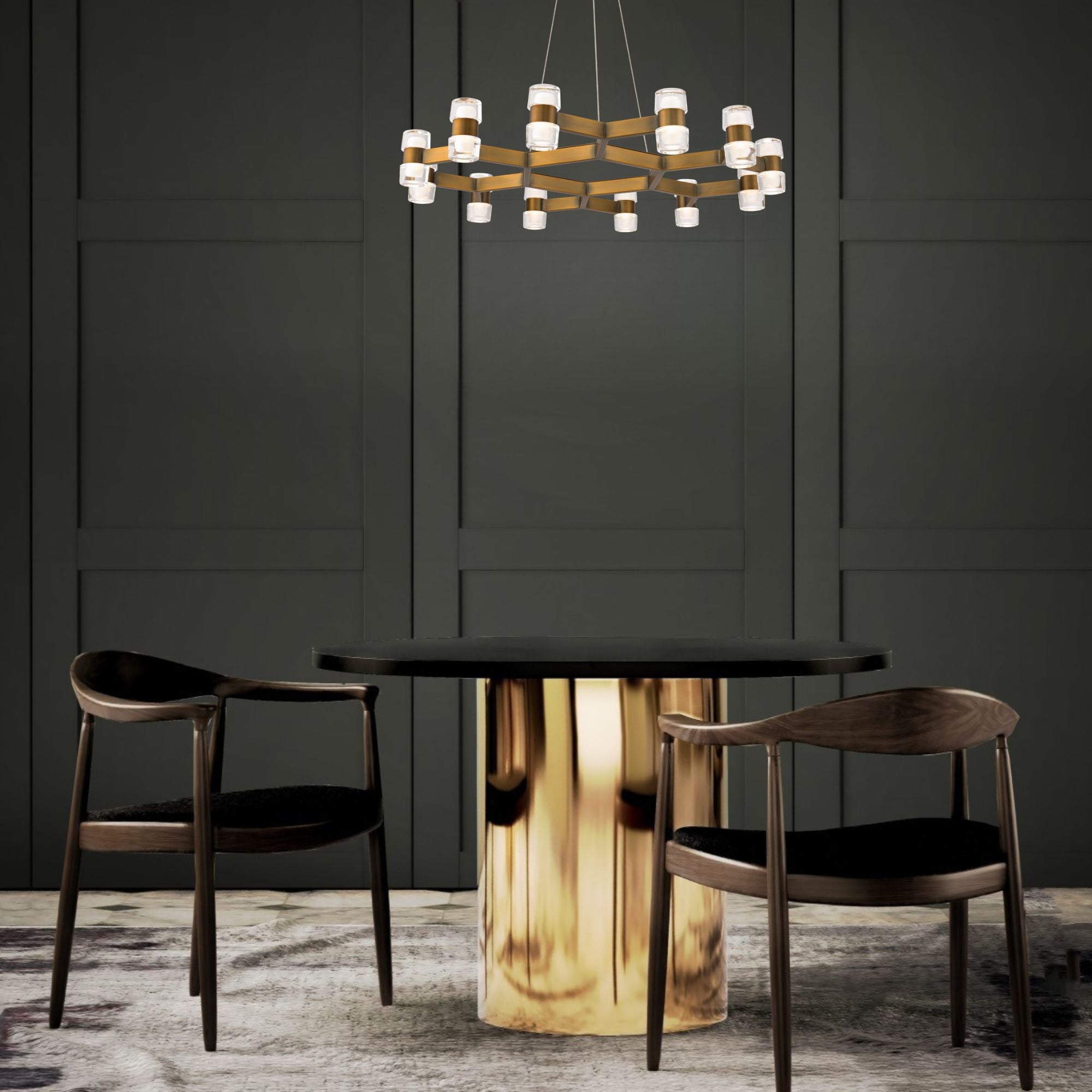 Dashe 36" LED Pendant, Aged Brass Finish - Bees Lighting
