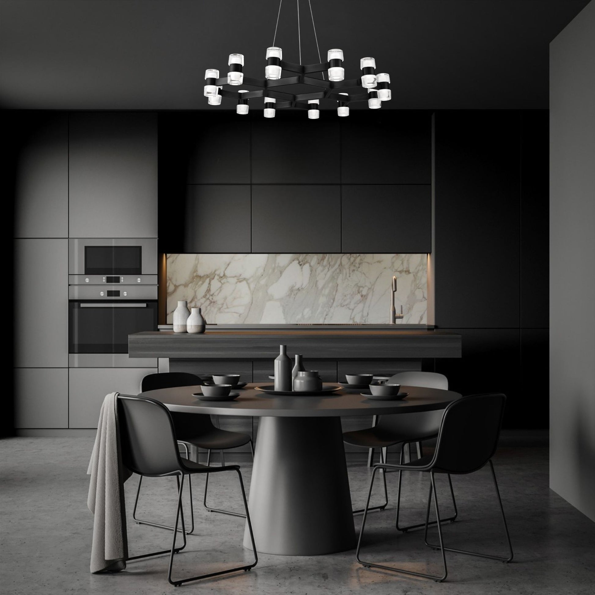 Dashe 36" 24 Lights LED Pendant Light, Black Finish - Bees Lighting