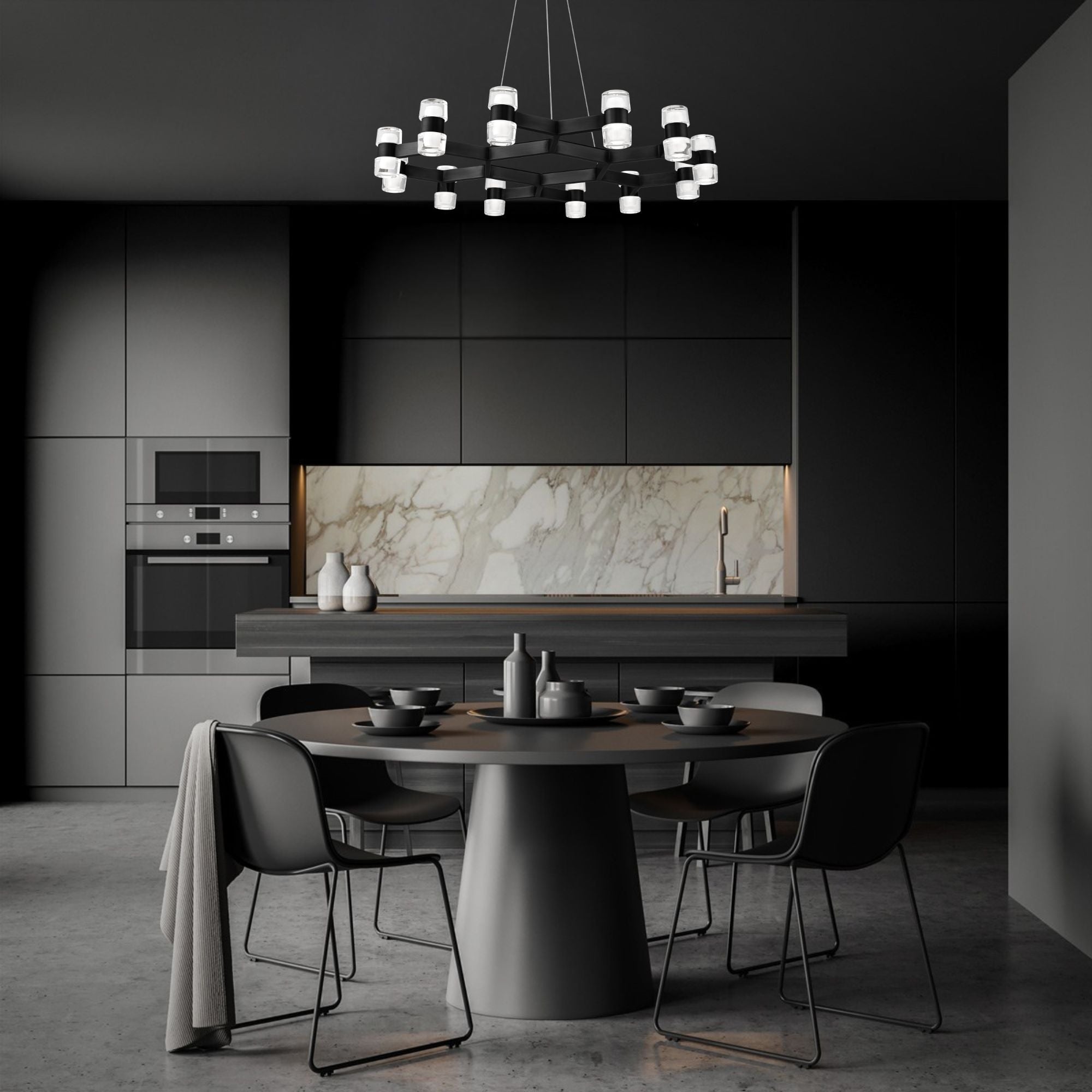 Dashe 36" 24 Lights LED Pendant Light, Black Finish - Bees Lighting