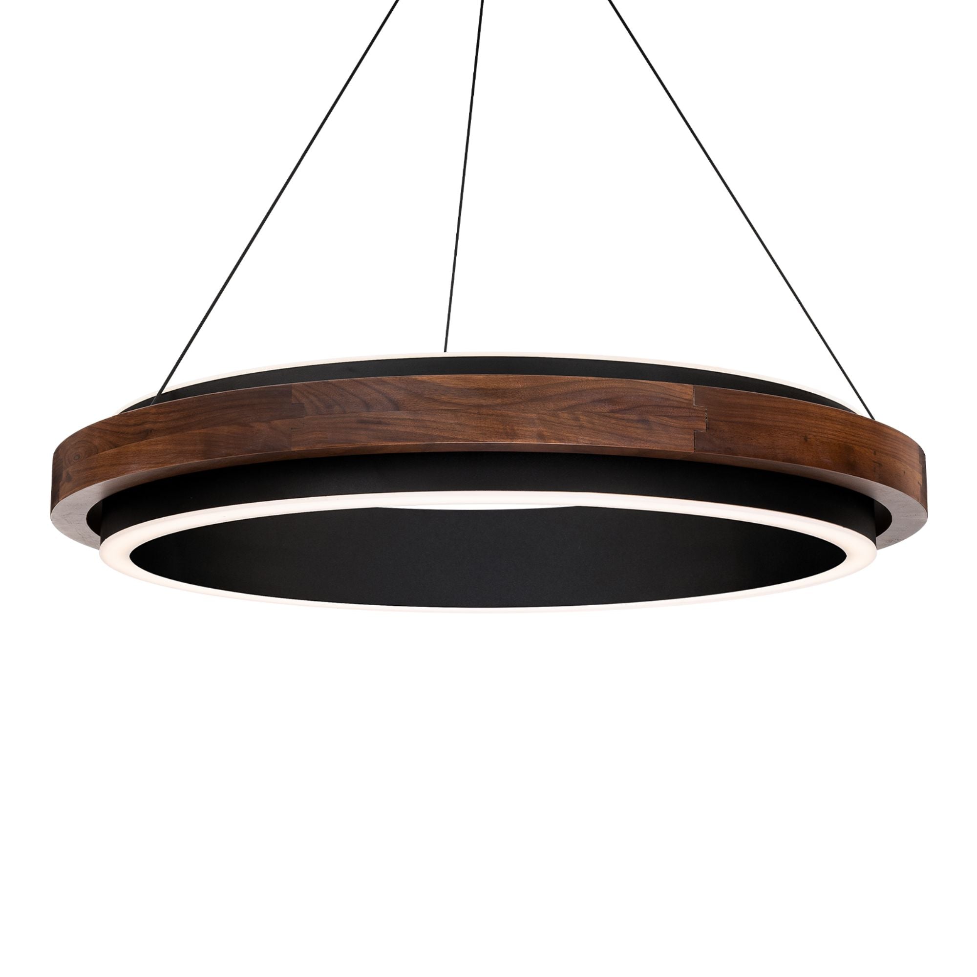 Delaney 29" LED Pendant, Black/Dark Walnut Finish