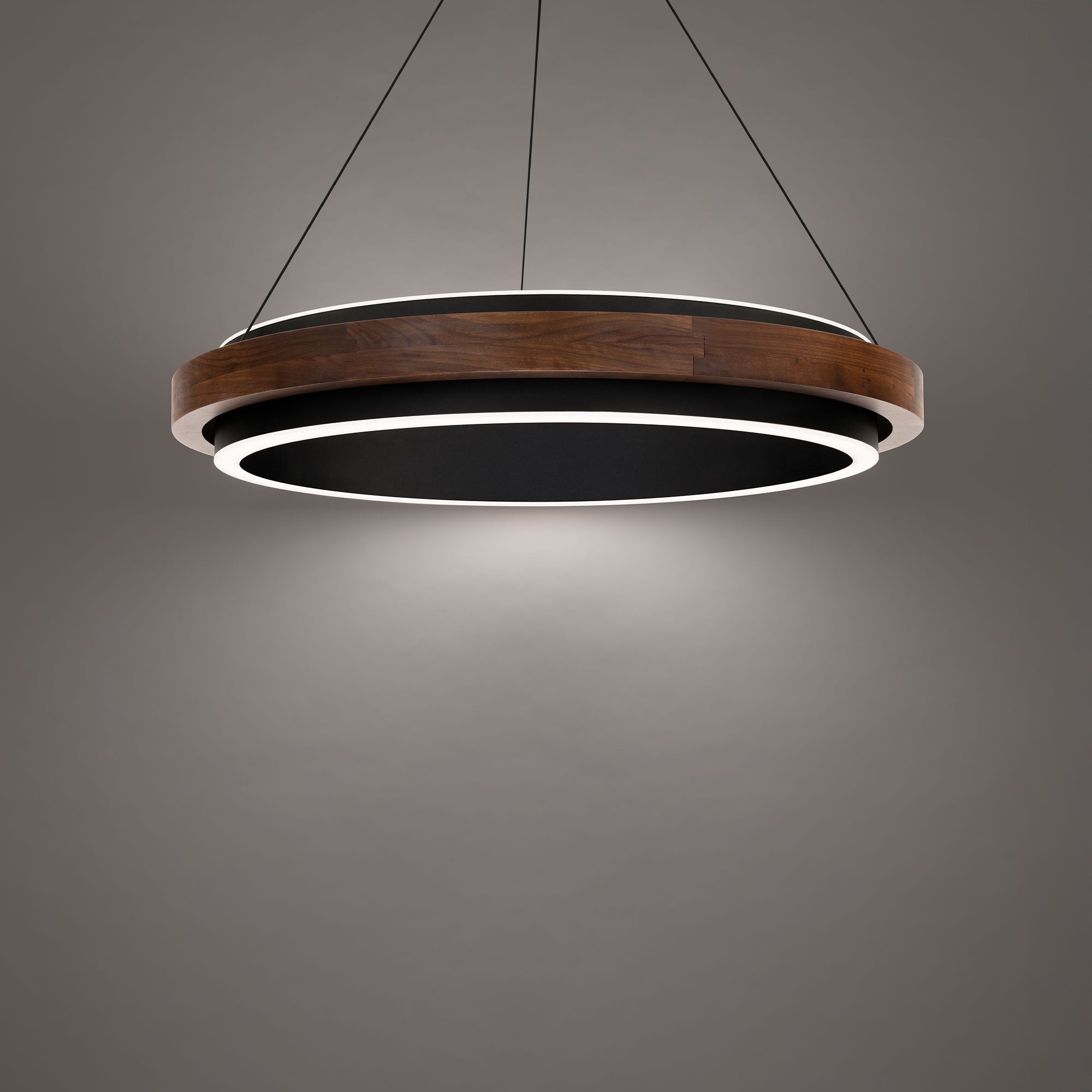 Delaney 29" LED Pendant, Black/Dark Walnut Finish
