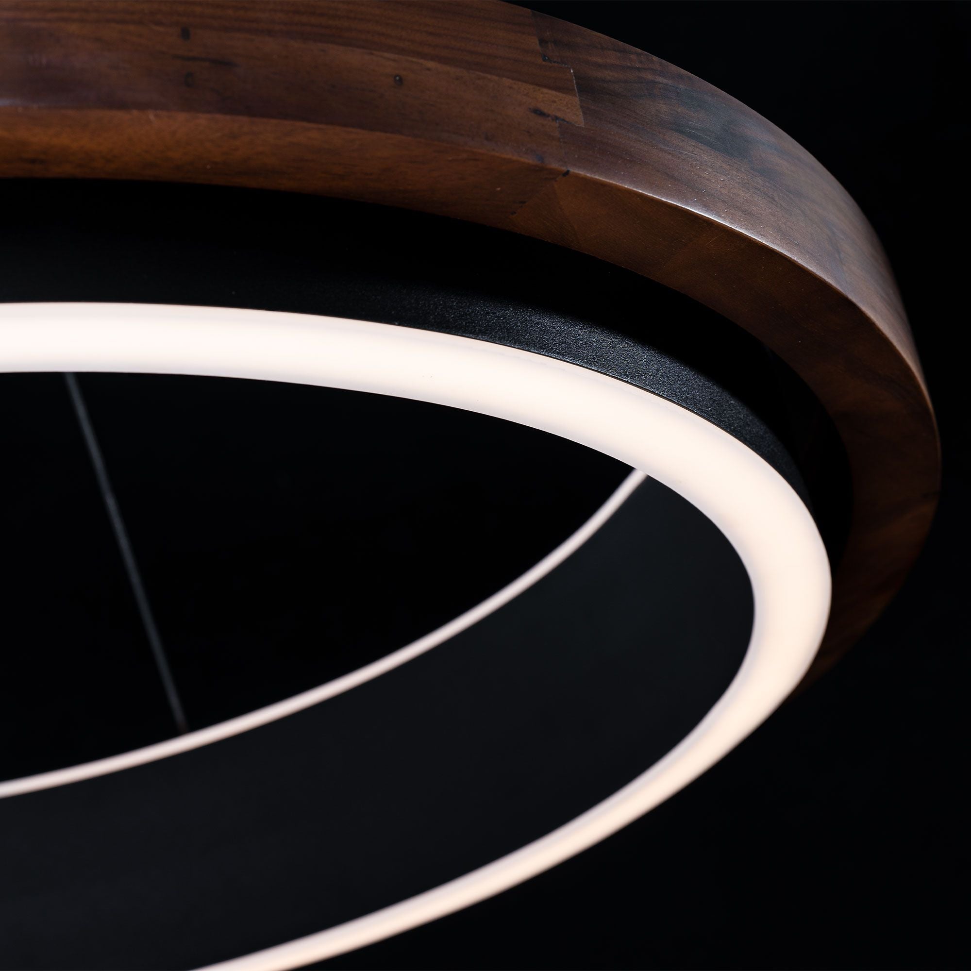 Delaney 29" LED Pendant, Black/Dark Walnut Finish