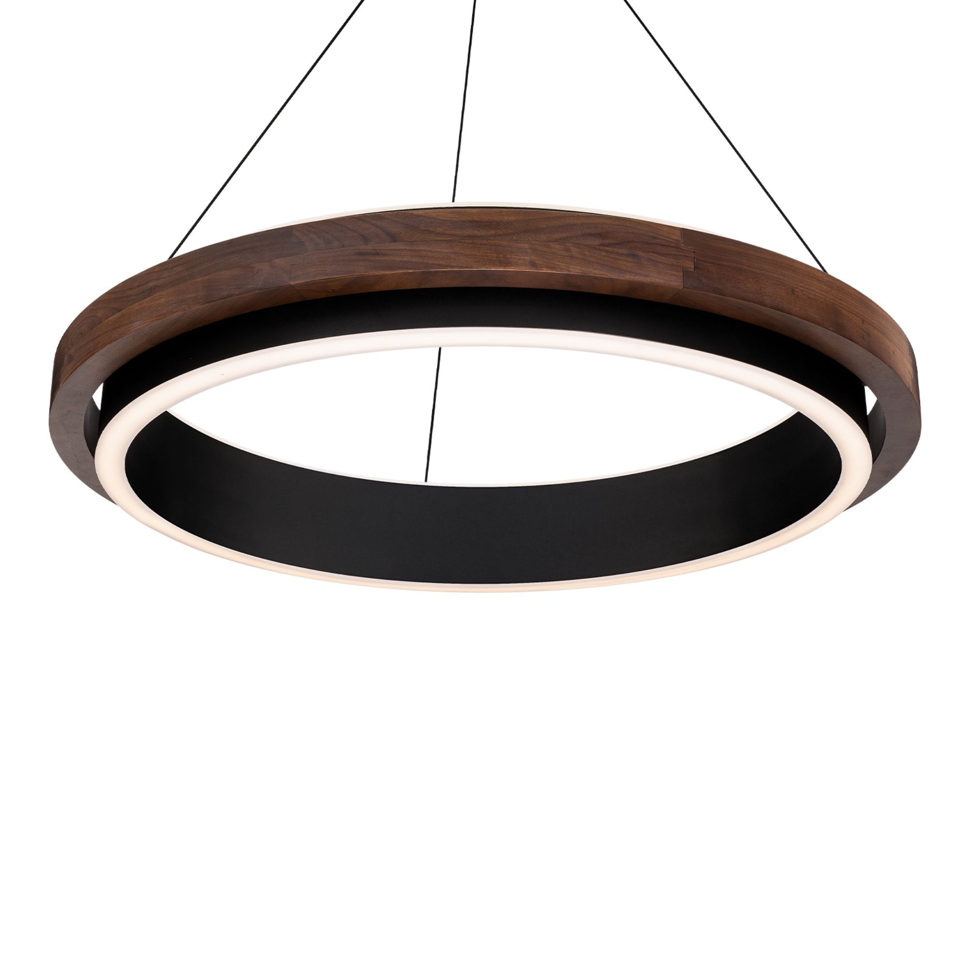 Delaney 29" LED Pendant, Black/Dark Walnut Finish
