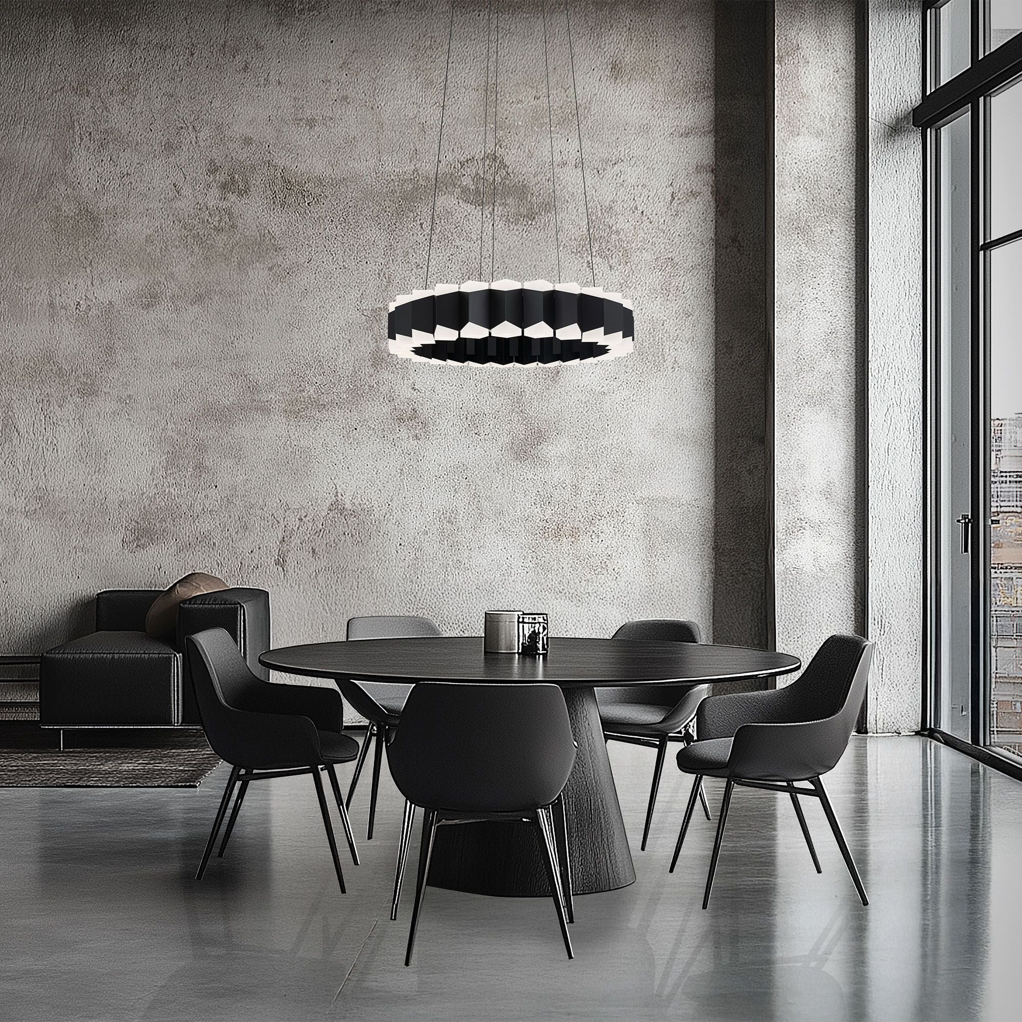Dolman 27" LED Pendant, Black Finish - Bees Lighting
