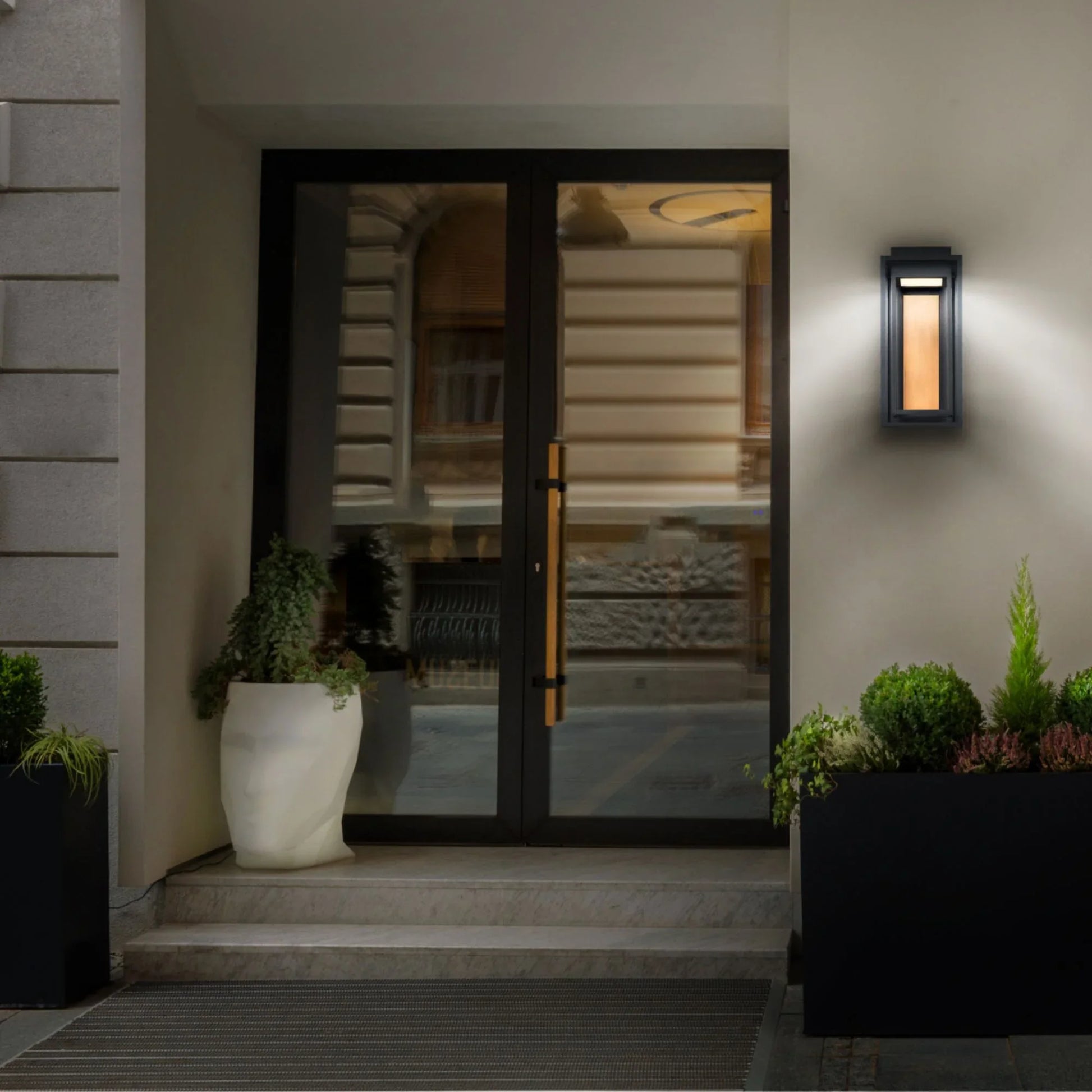 Modern Forms - Dorne 14" LED Outdoor Wall Sconce, Black & Aged Brass Finish | Bees Lighting