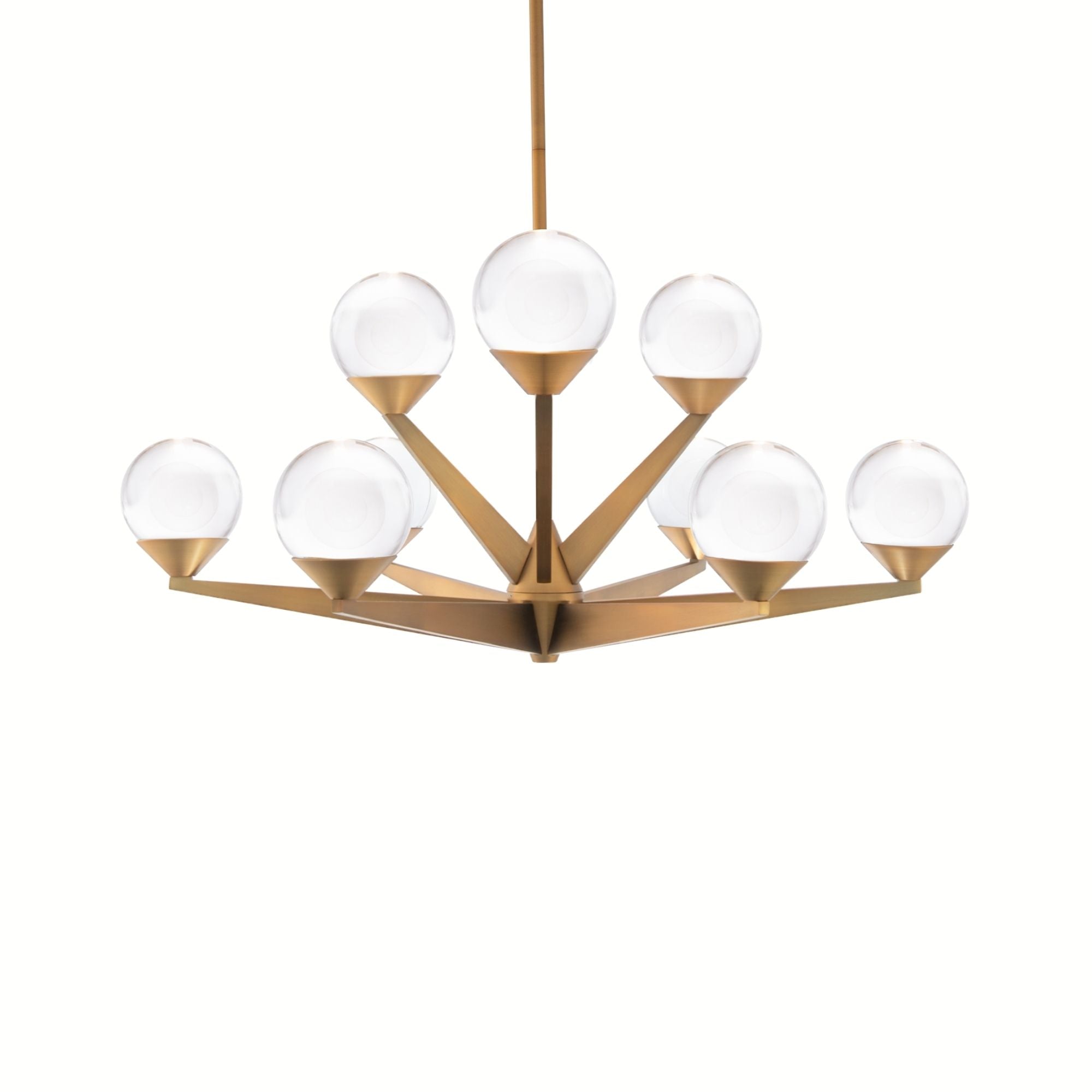 Double Bubble 27 in. 9 Lights LED Chandelier Brass Finish