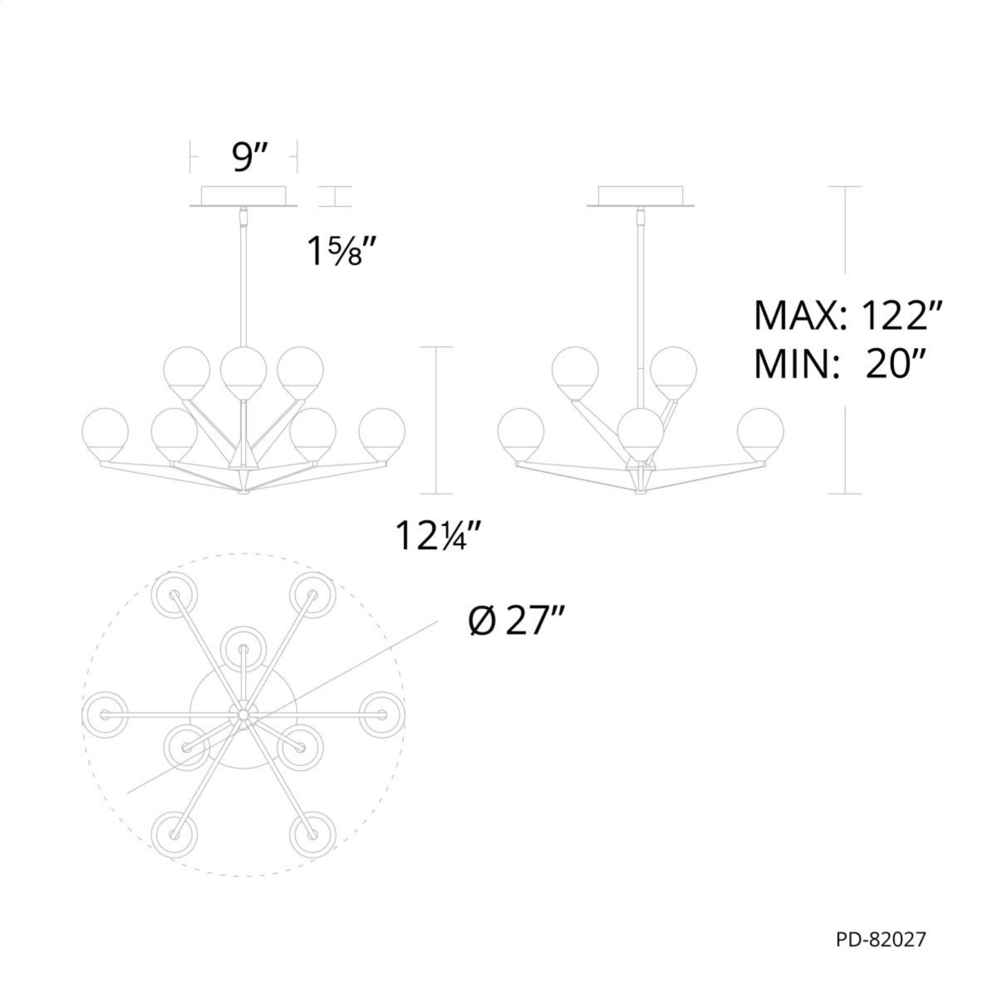 Double Bubble 27 in. 9 Lights LED Chandelier Black Finish