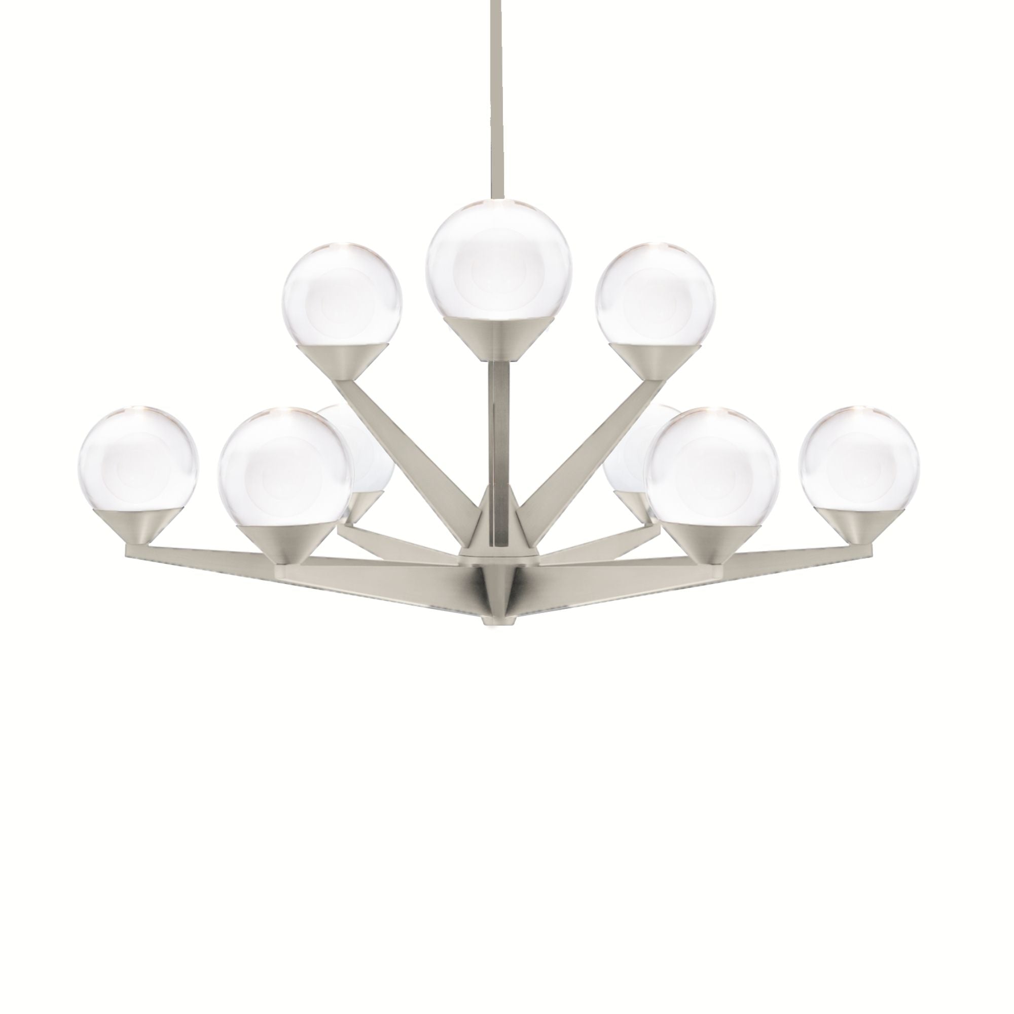 Double Bubble 27 in. 9 Lights LED Chandelier Satin Nickel Finish