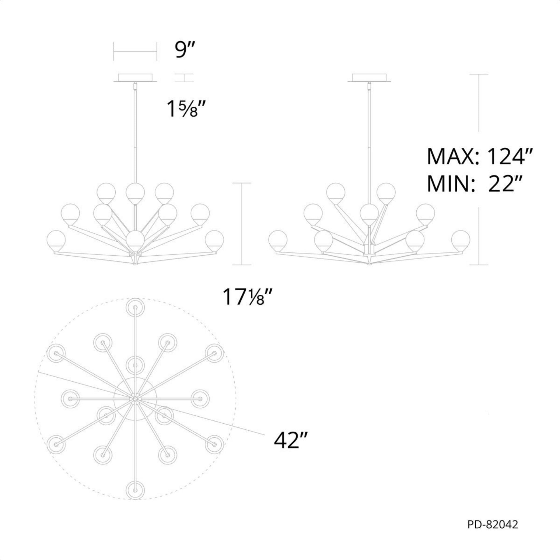 Double Bubble 42" LED Chandelier, Aged Brass Finish - Bees Lighting