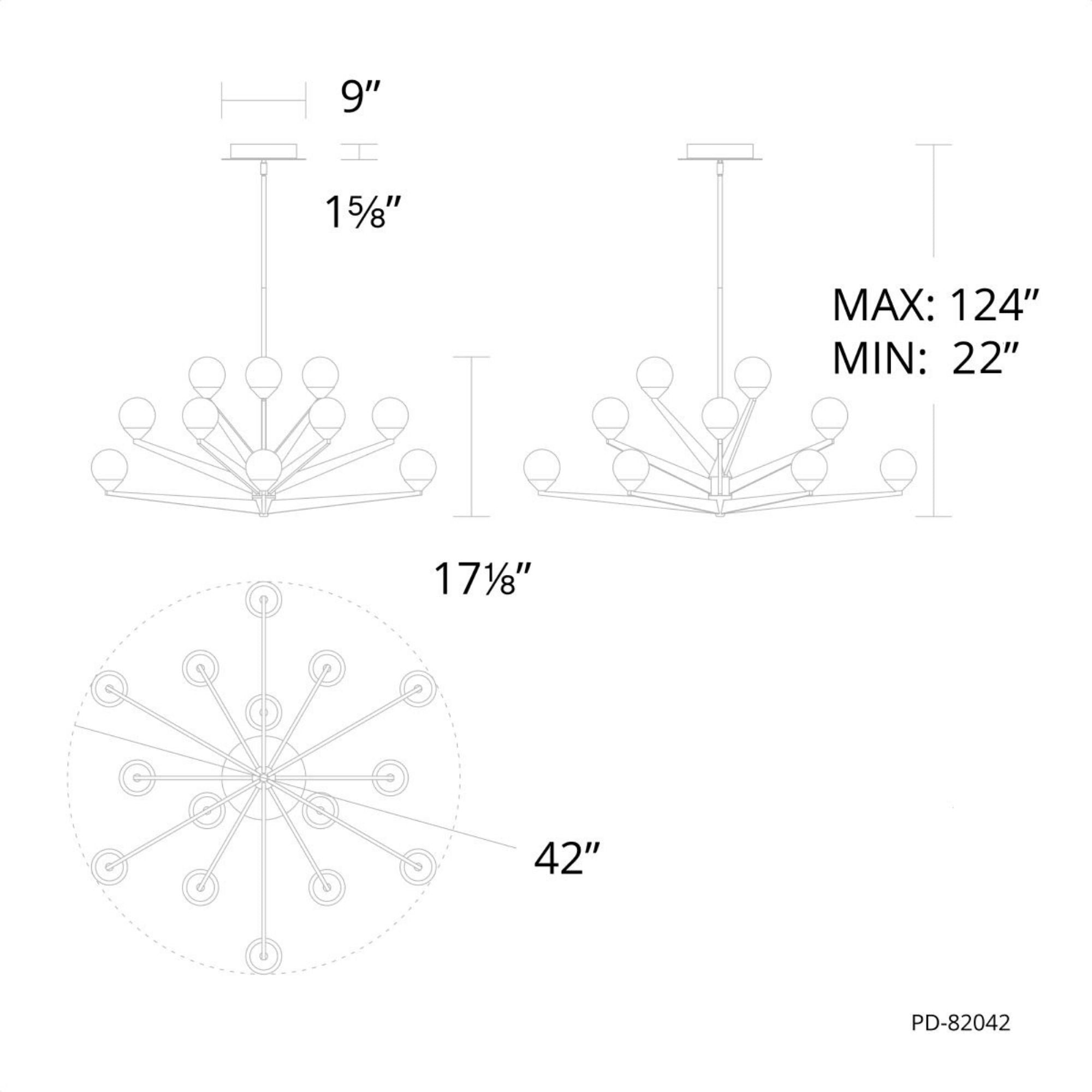 Double Bubble 42 in. 15 Lights LED Chandelier Black Finish