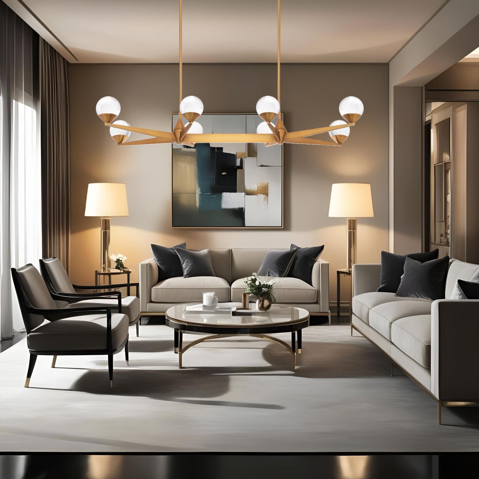 Double Bubble 44" LED Linear Chandelier, Aged Brass Finish - Bees Lighting