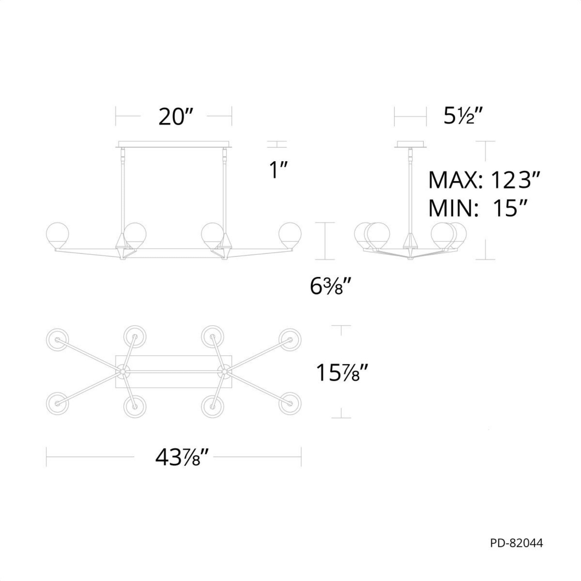 Double Bubble 44" LED Linear Chandelier, Black Finish - Bees Lighting