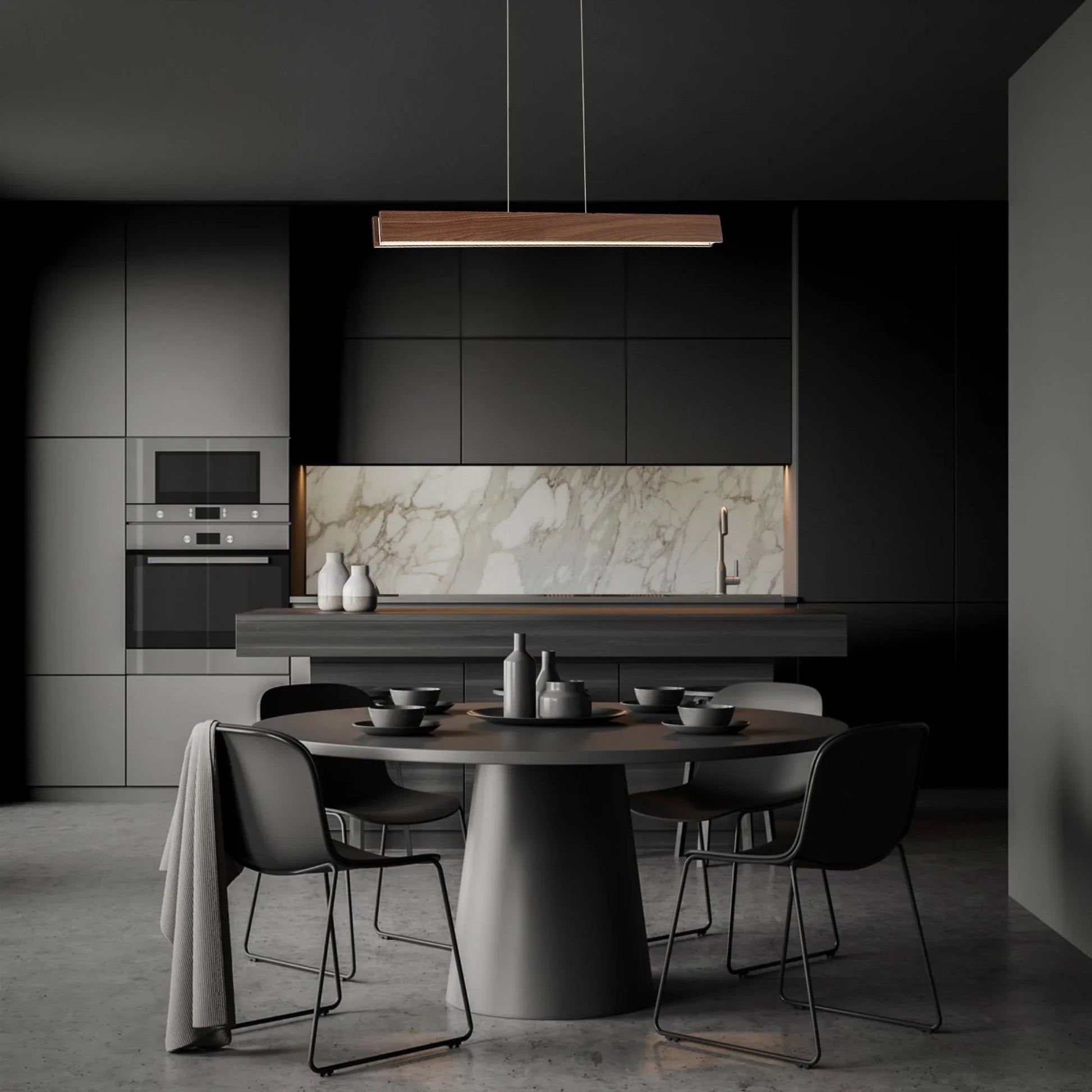 Drift 38" LED Linear Pendant, Dark Walnut Finish - Bees Lighting