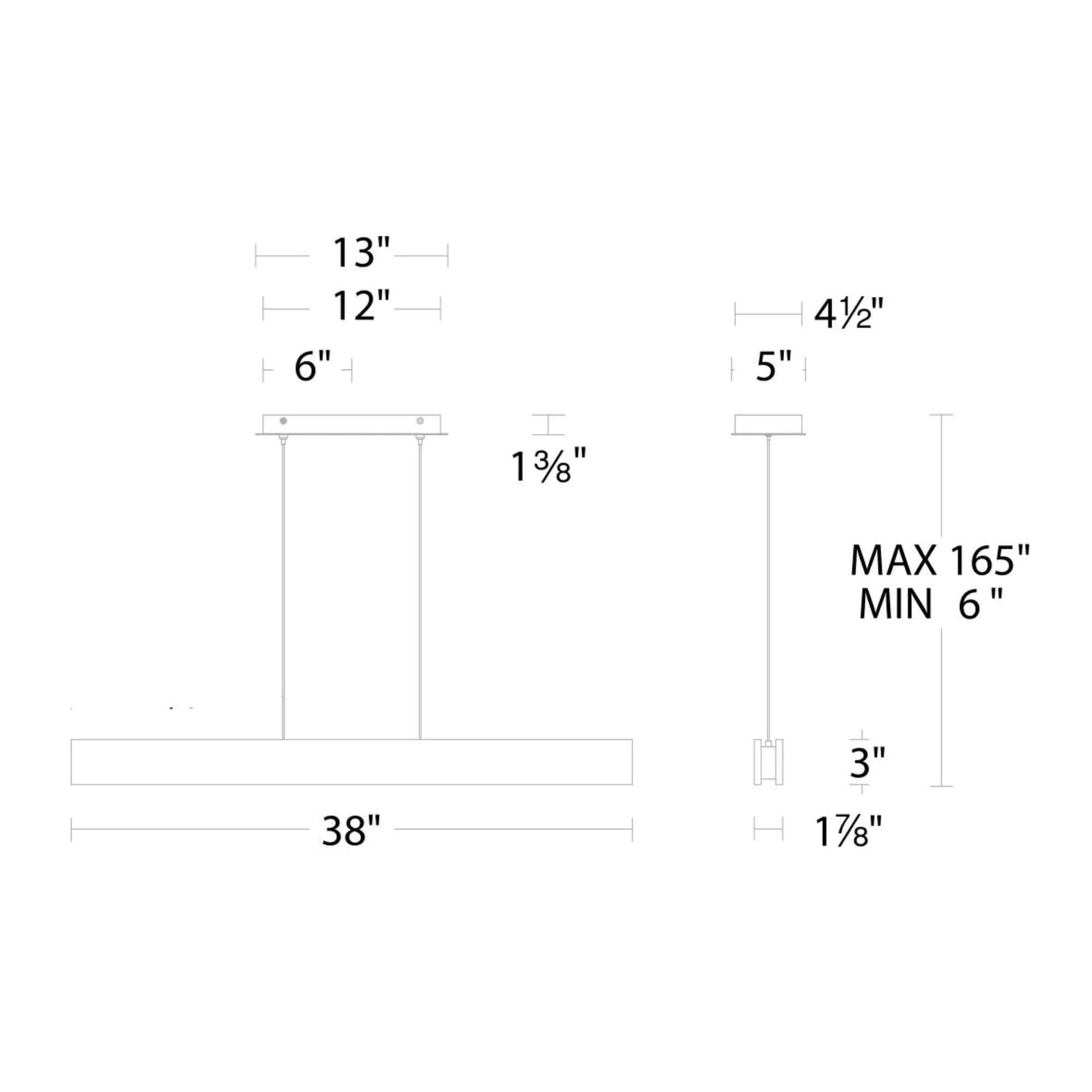 Drift 38" LED Linear Pendant, Walnut Finish - Bees Lighting