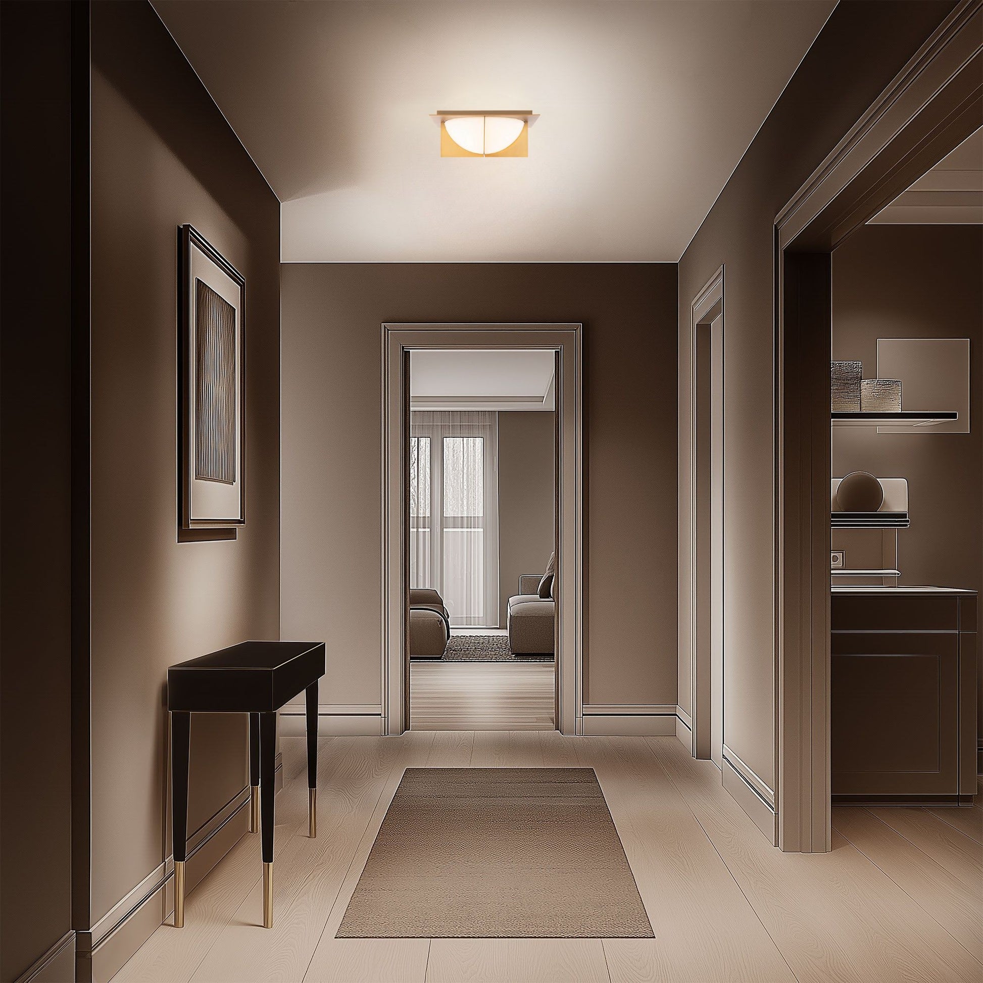 Echelon 14" LED Flush Mount, Aged Brass Finish - Bees Lighting