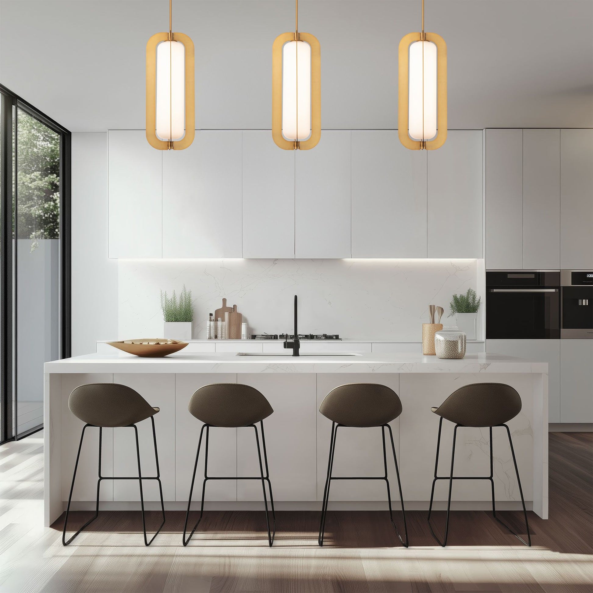 Echelon 22" LED Pendant, Aged Brass Finish - Bees Lighting