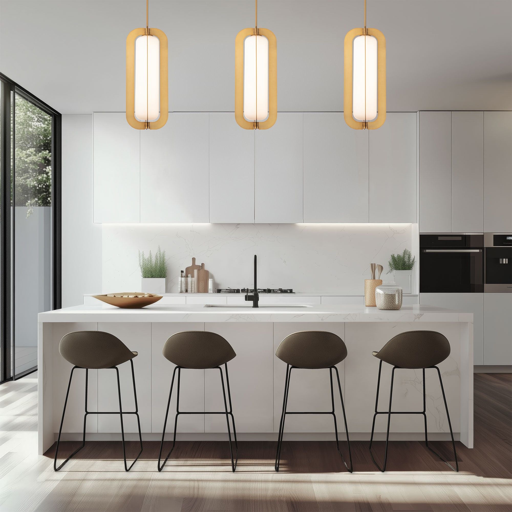 Echelon 22" LED Pendant, Aged Brass Finish - Bees Lighting