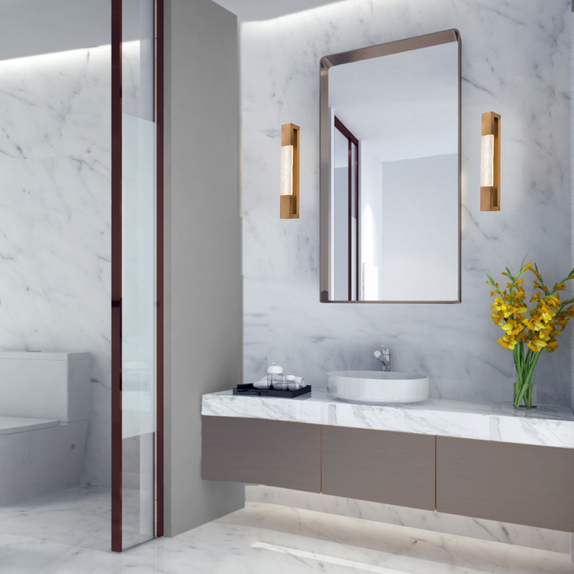 Ember 23" LED Bath Light, Aged Brass Finish - Bees Lighting