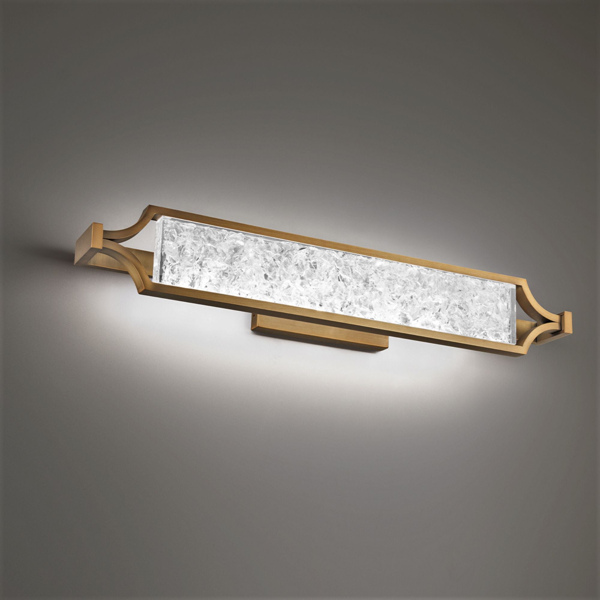 Emblem 28" LED Vanity Light, Aged Brass Finish - Bees Lighting