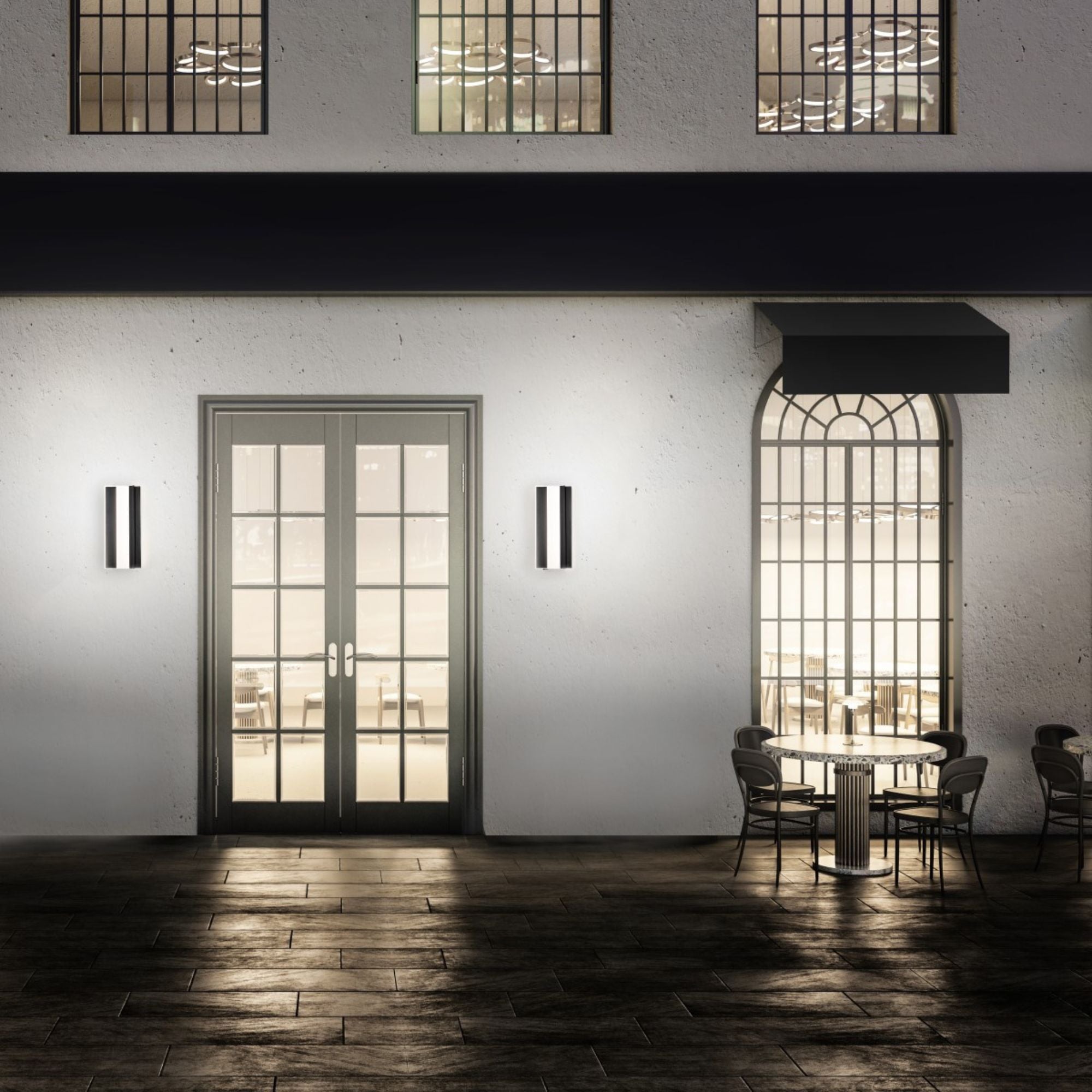 Enigma 18" LED Outdoor Wall Sconce, Black Finish - Bees Lighting