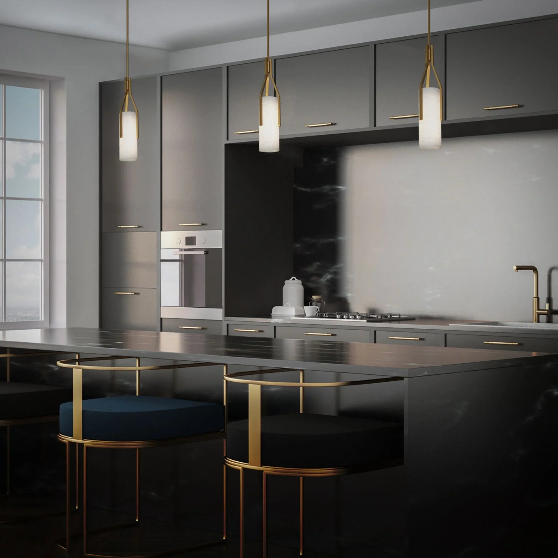 Firenze 22" LED Mini Pendant, Aged Brass Finish - Bees Lighting