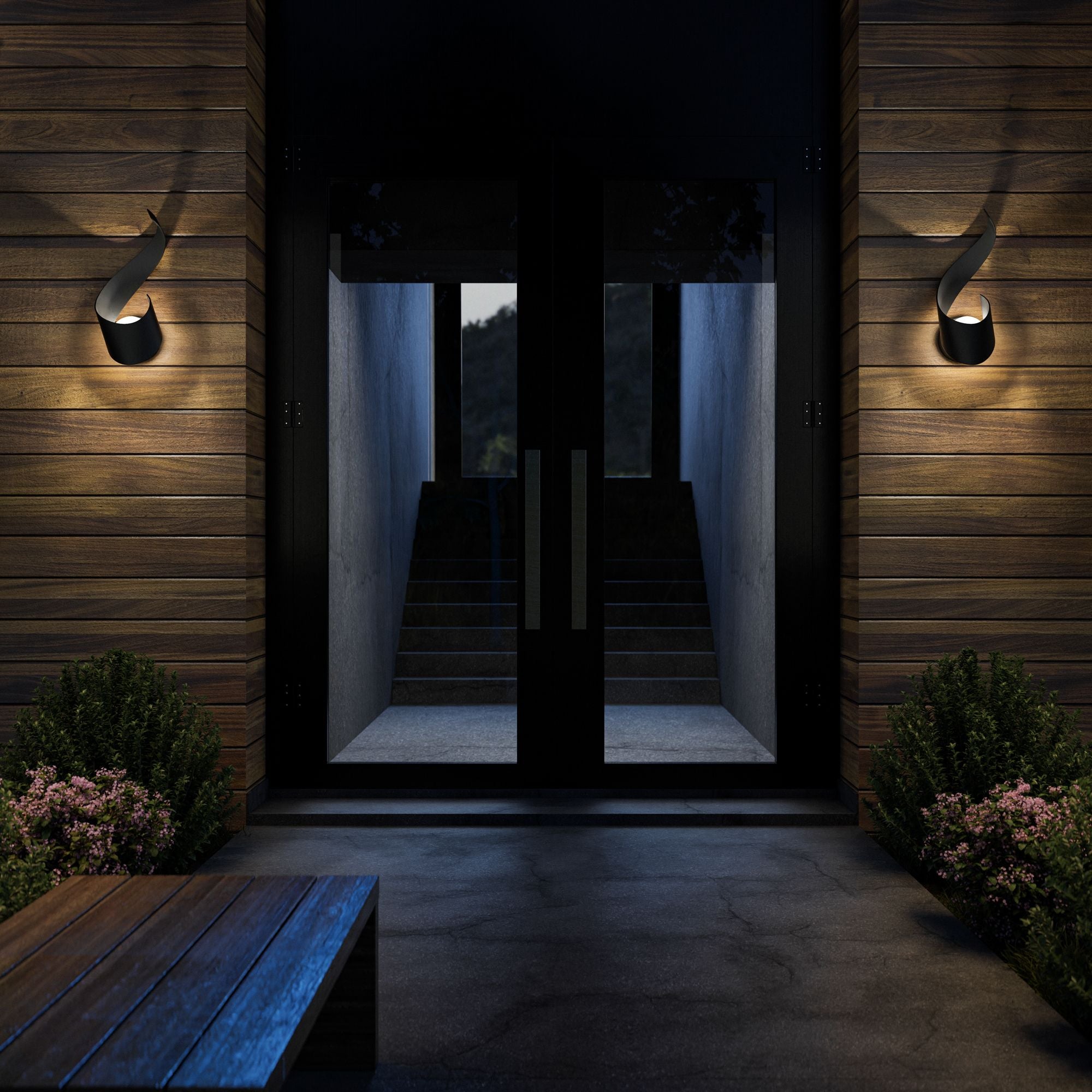 Flamme 16" LED Outdoor Wall Sconce, Black Finish
