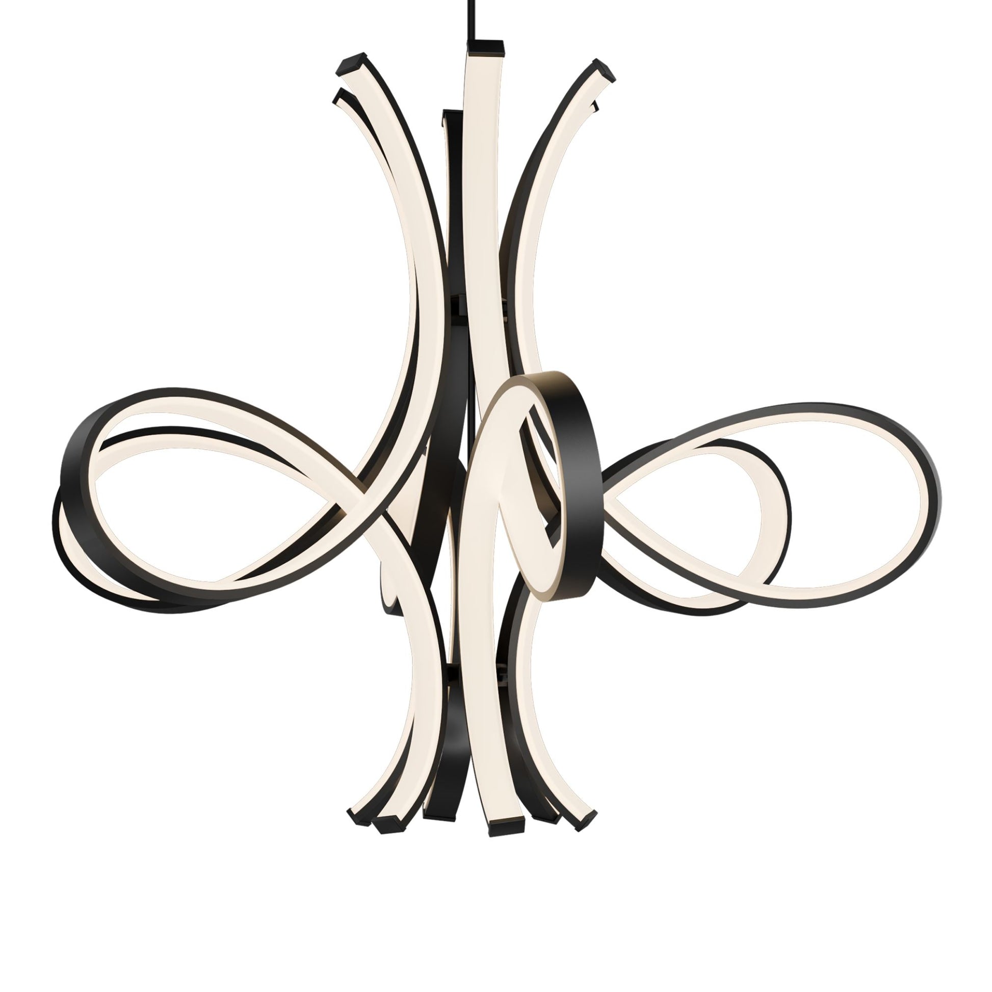 Fleur De Lis 56" LED Pendant Light, Black Finish - Bees Lighting