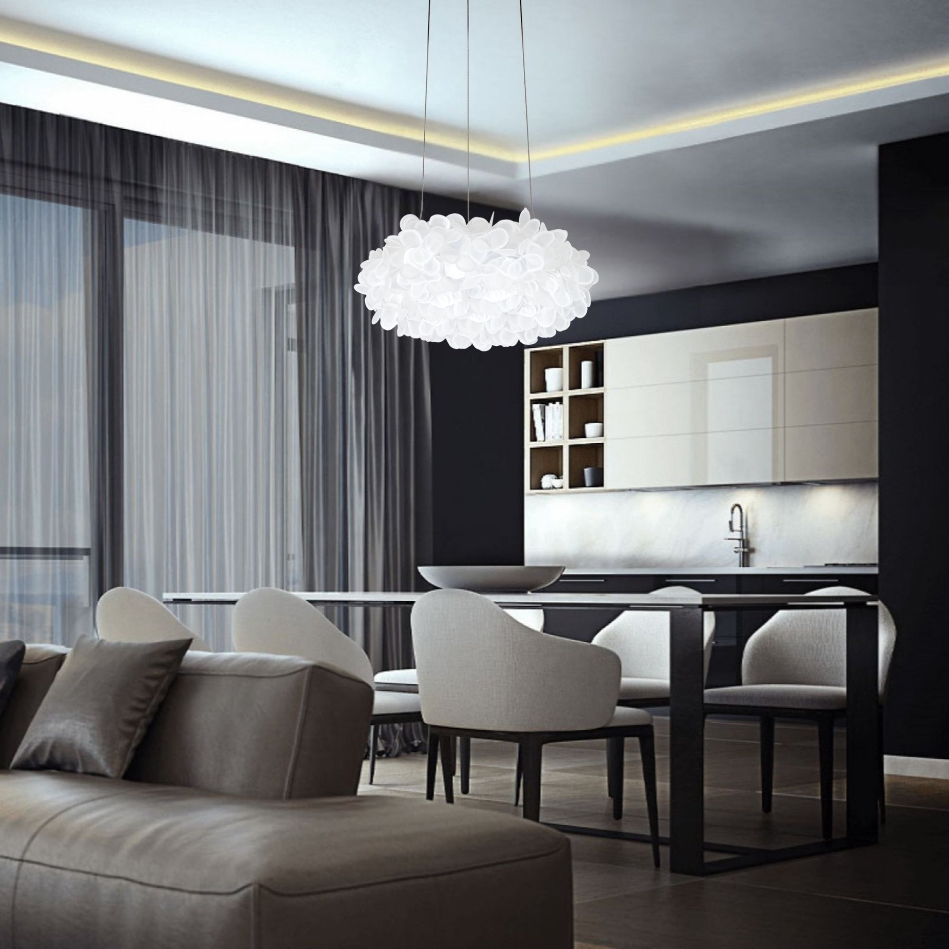 Fluffy 22" LED Pendant, Brushed Nickel Finish - Bees Lighting