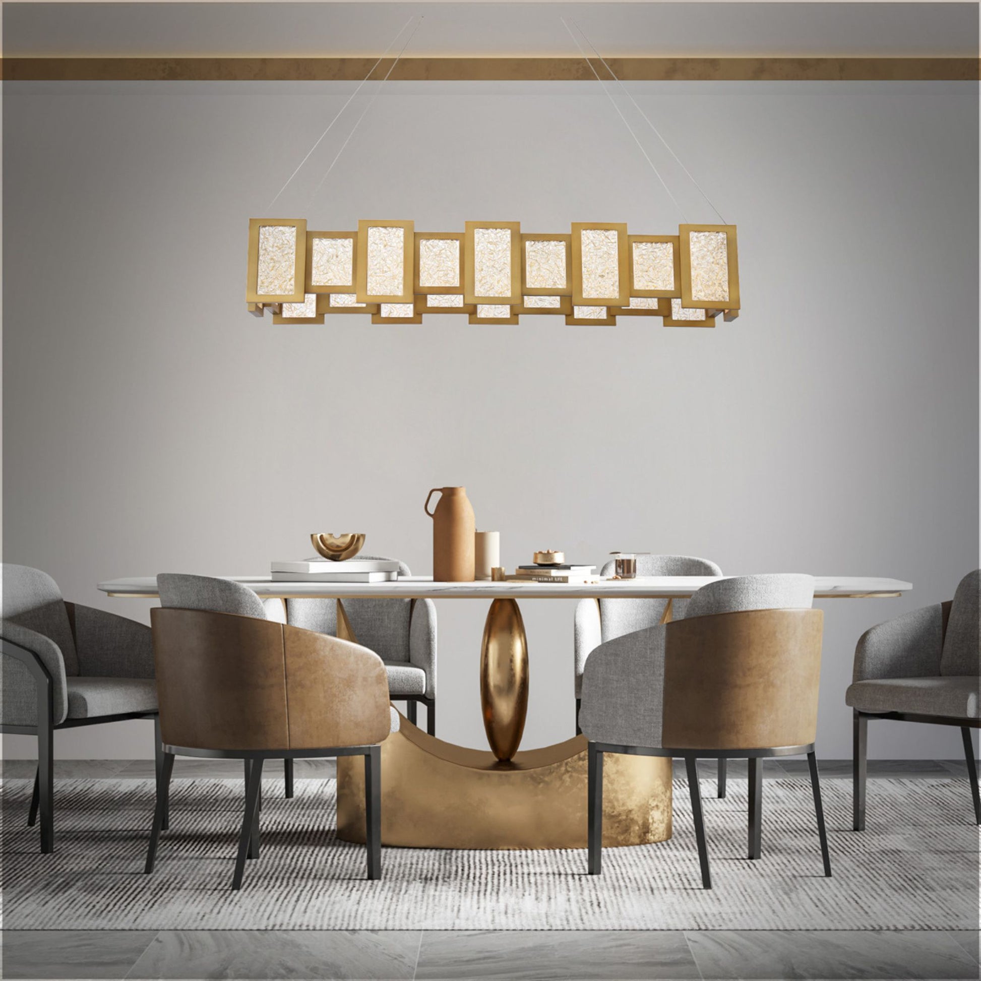 Fury 48" LED Linear Pendant, Aged Brass Finish - Bees Lighting