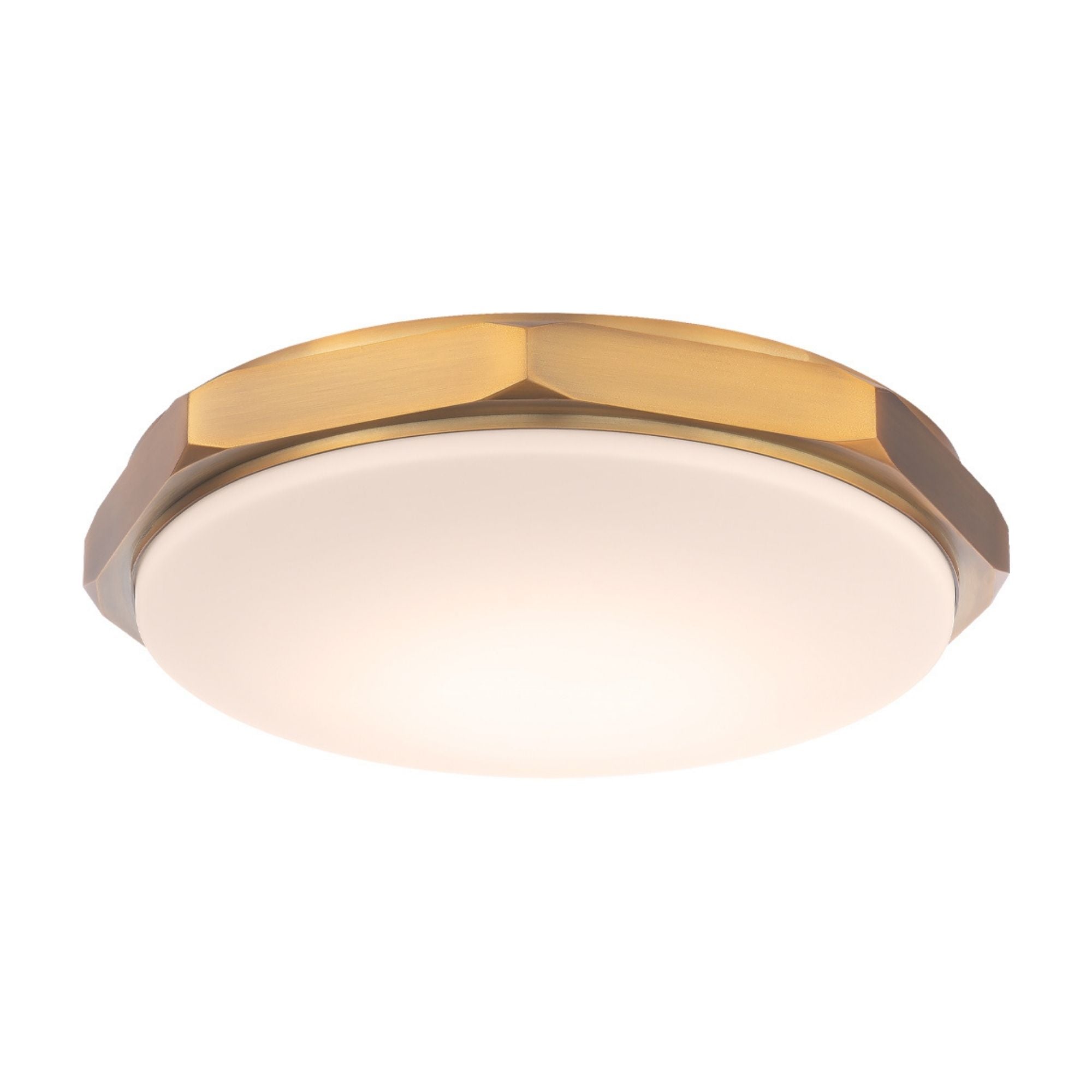Grommet 16" LED Flush Mount, 3CCT, Aged Brass Finish