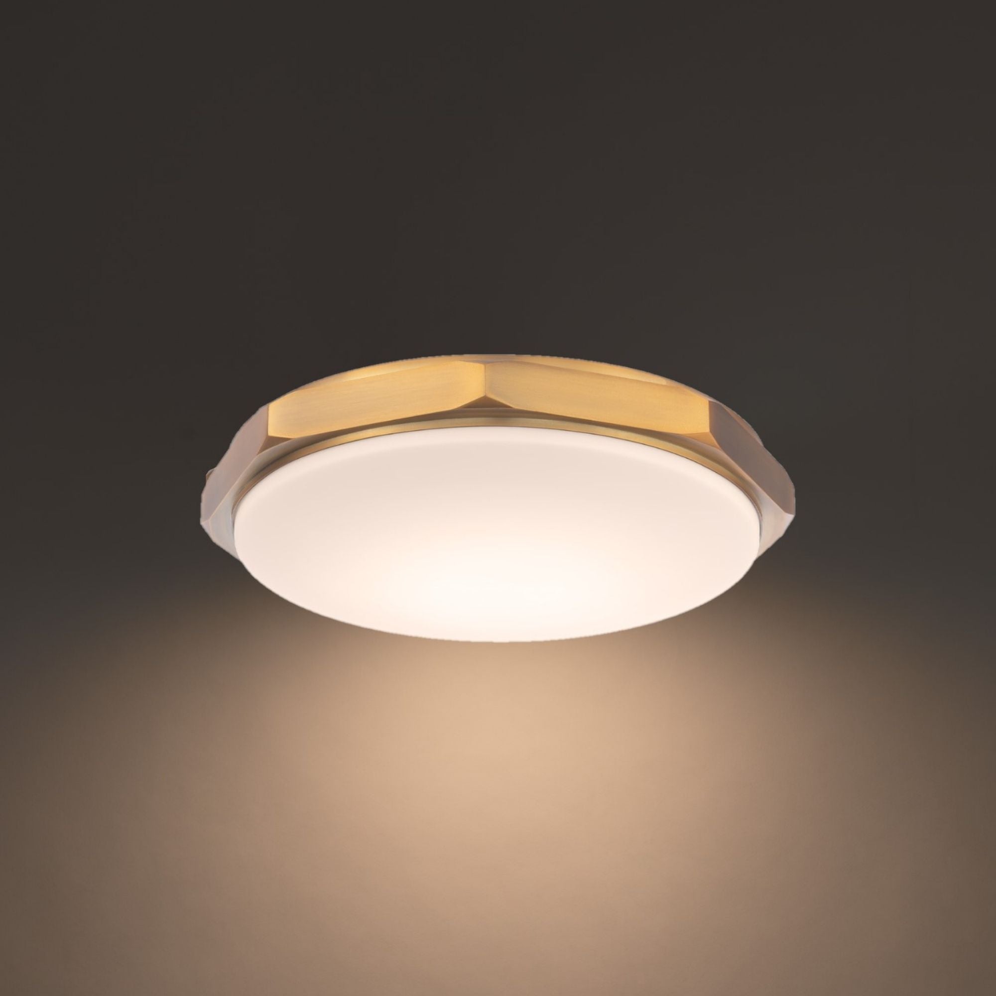 Grommet 16" LED Flush Mount, 3CCT, Aged Brass Finish