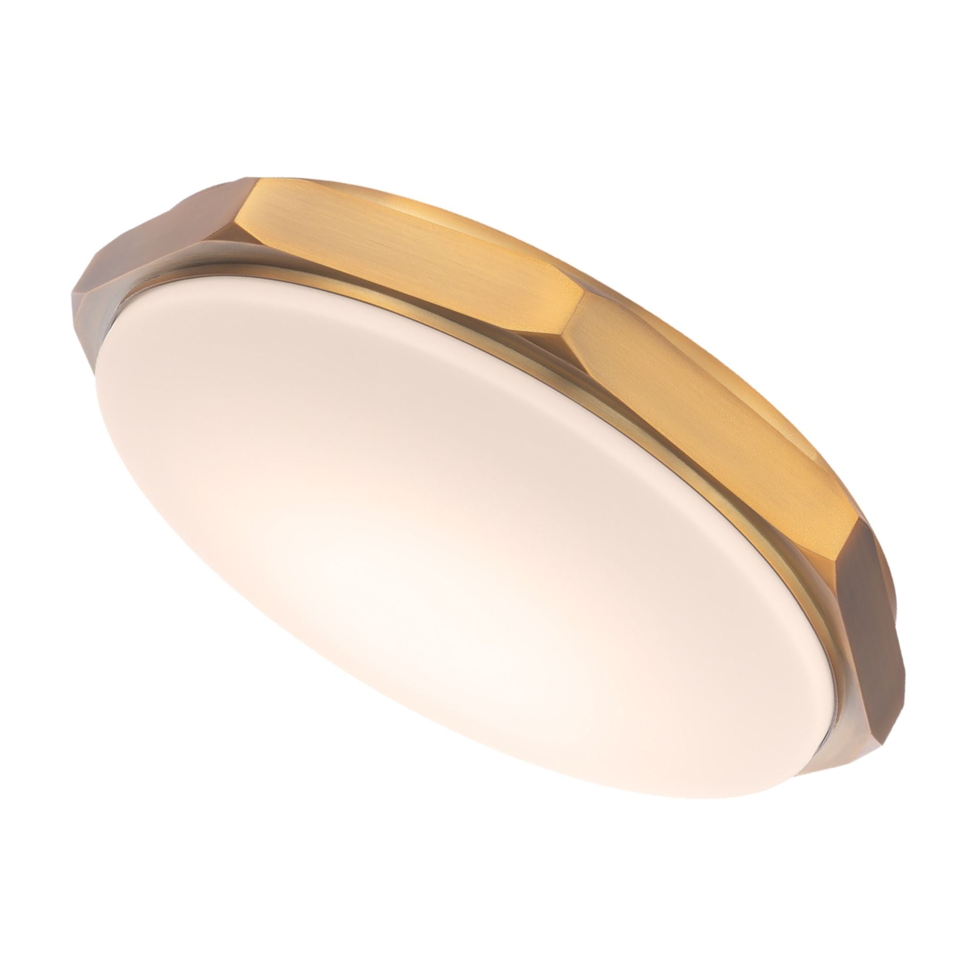 Grommet 16" LED Flush Mount, 3CCT, Aged Brass Finish
