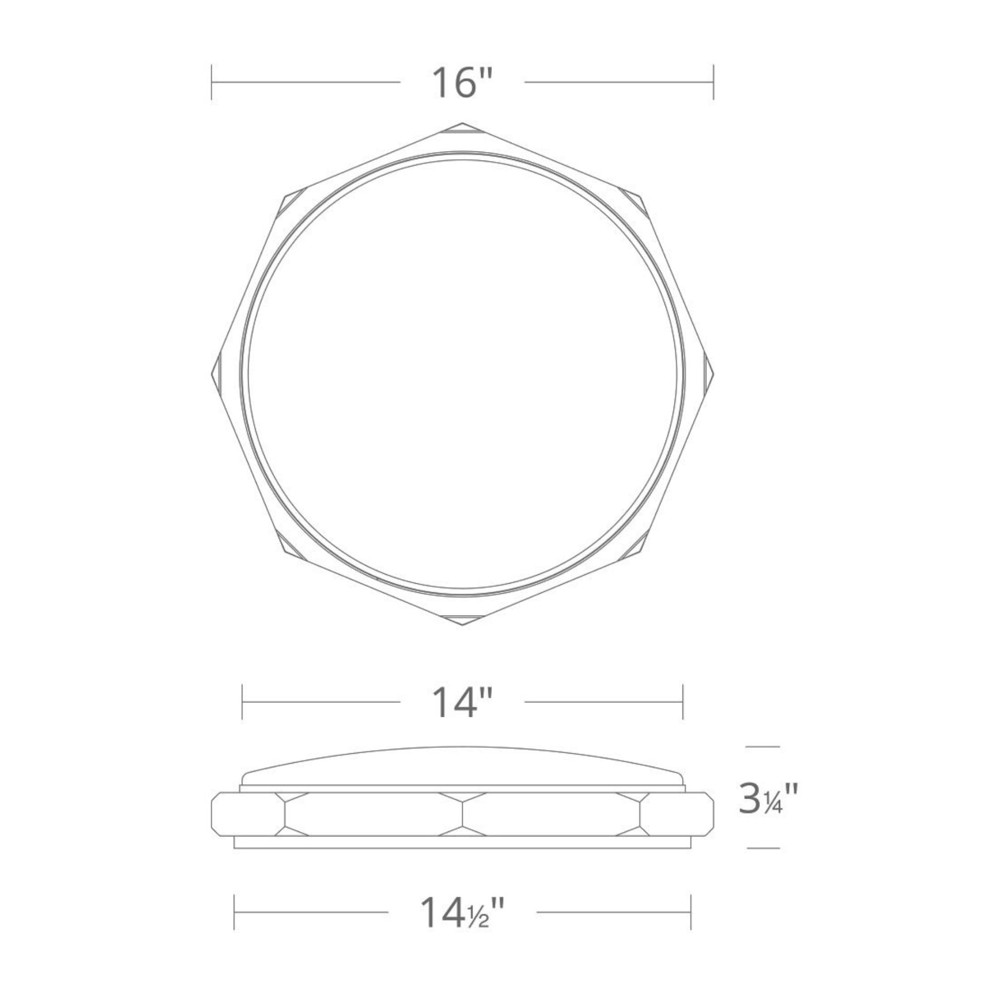 Grommet 16" LED Flush Mount, 3CCT, Aged Brass Finish