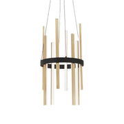 Harmonix 14" LED Pendant, Black & Aged Brass Finish