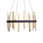 Harmonix 24" LED Chandelier, Black & Aged Brass Finish