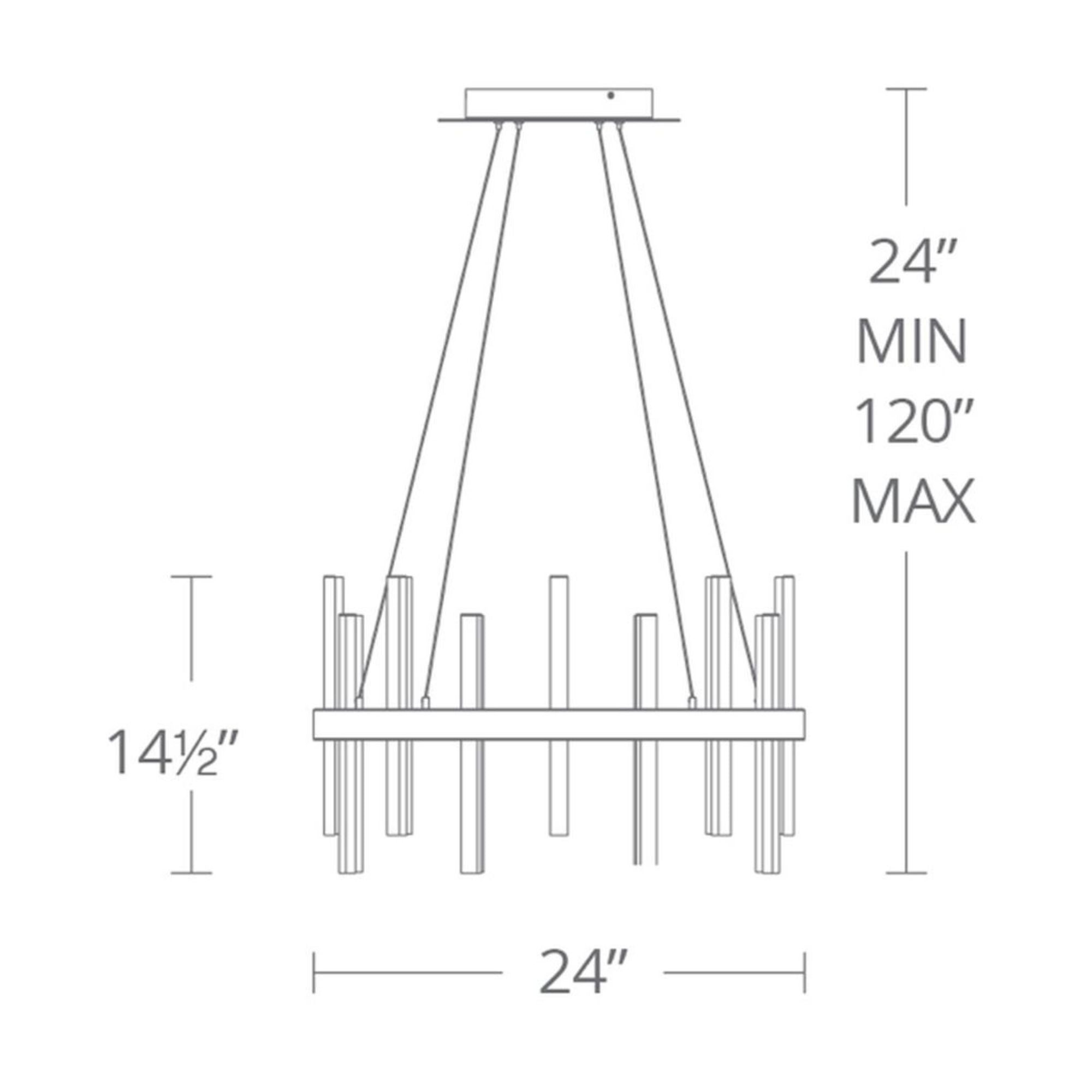 Harmonix 24" LED Chandelier, Black & Aged Brass Finish