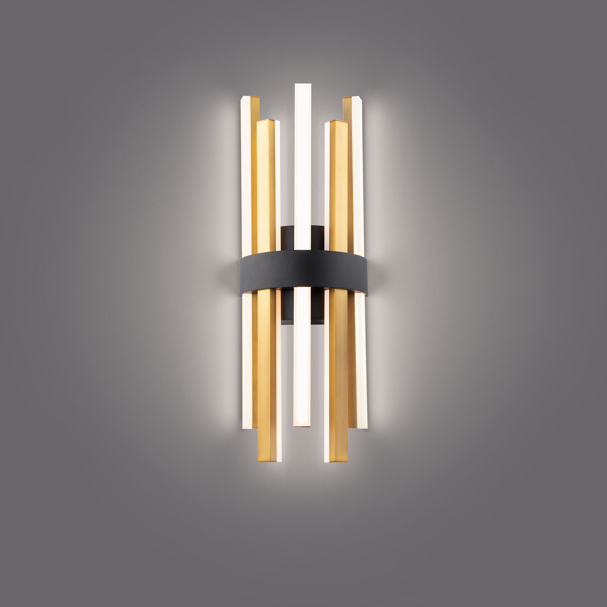 Harmonix 20" LED Wall Sconce, Black & Aged Brass Finish