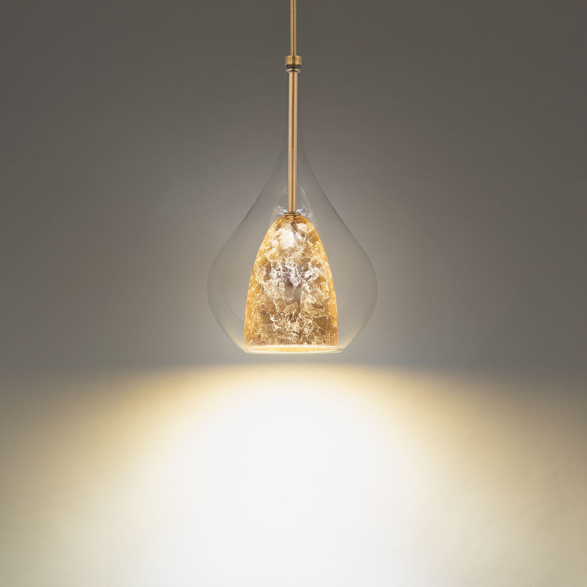 Helios 18" LED Mini Pendant, Gold Leaf/Aged Brass Finish