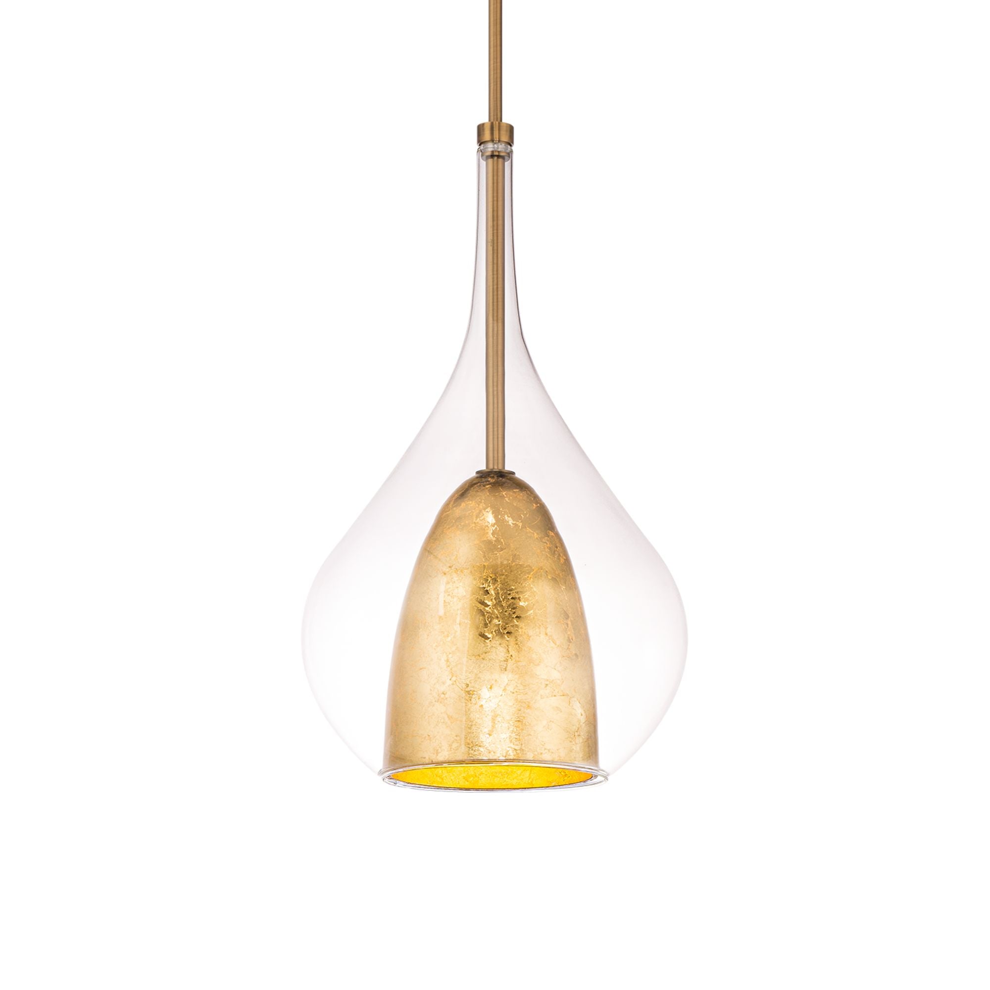 Helios 18" LED Mini Pendant, Gold Leaf/Aged Brass Finish